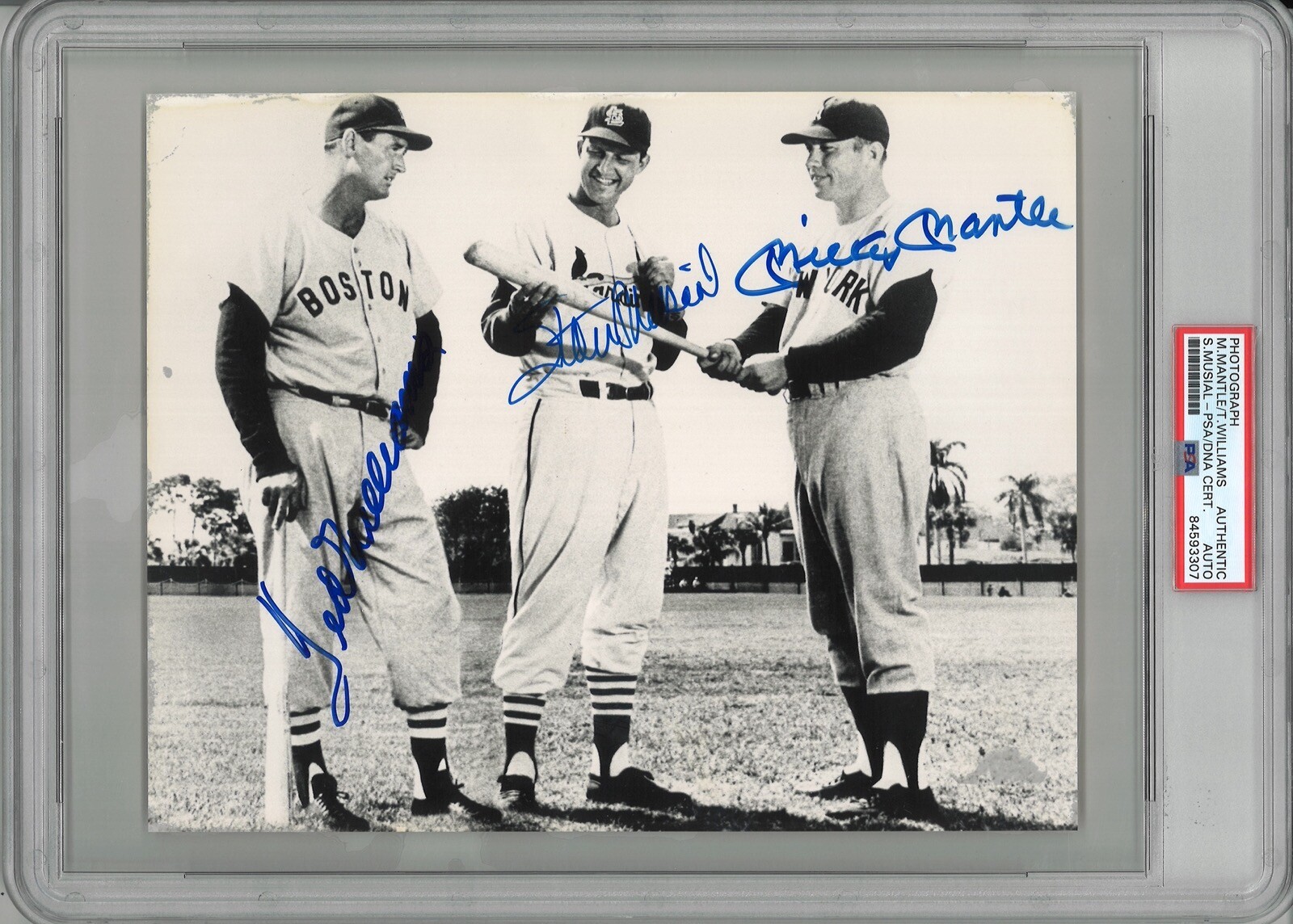 MICKEY MANTLE TED WILLIAMS STAN MUSIAL MULTI SIGNED 8X10 PSA DNA 84593307
