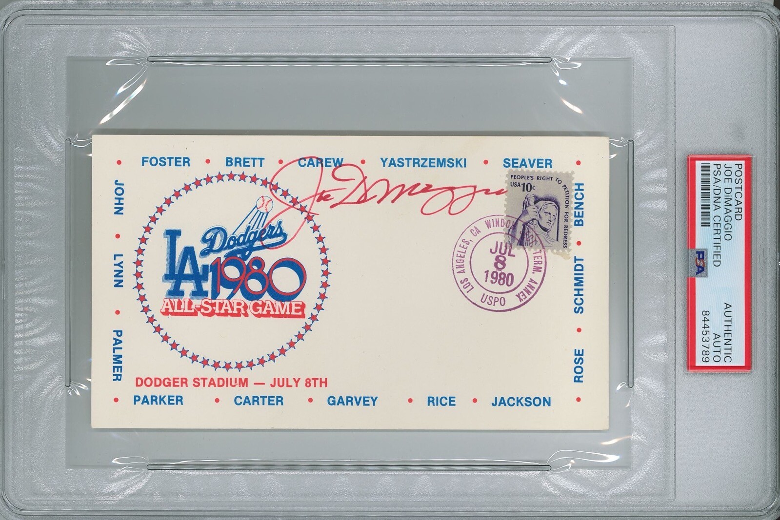 JOE DIMAGGIO SIGNED ALL STAR GAME FIRST DAY COVER PSA 84453789
