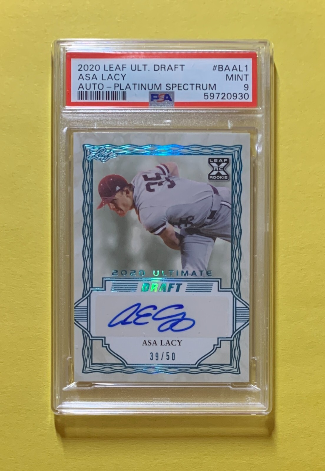 2020 LEAF ULTIMATE DRAFT ASA LACY PLATNIUM AUTO /50 #BAAL1 PSA MINT 9 ROYALS