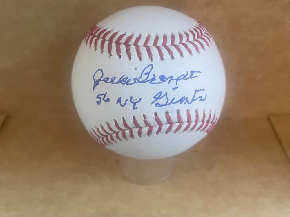 JACKIE BRANDT 56 NY GIANTS SIGNED AUTO M.L. BASEBALL BECKETT AUTHENTICATED