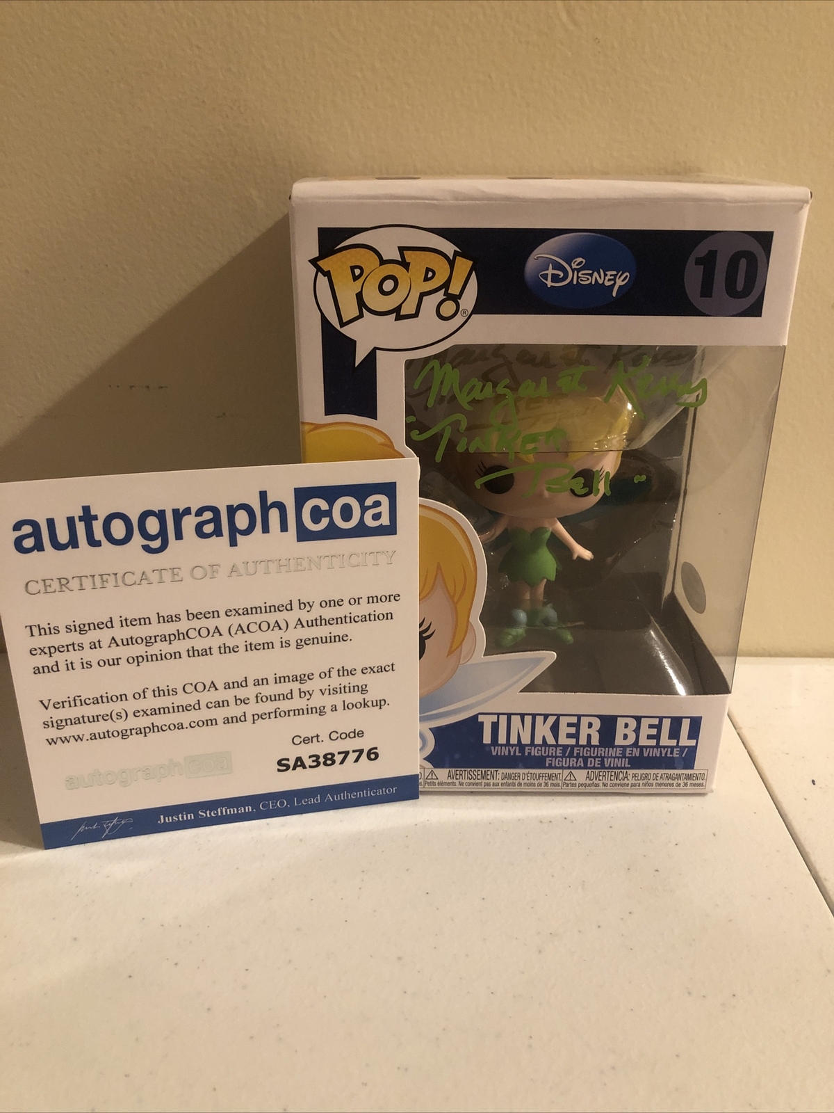 MARGARET KERRY TINKER BELL SIGNED AUTOGRAPH FUNKO POP ACOA COA DISNEY PETER PAN