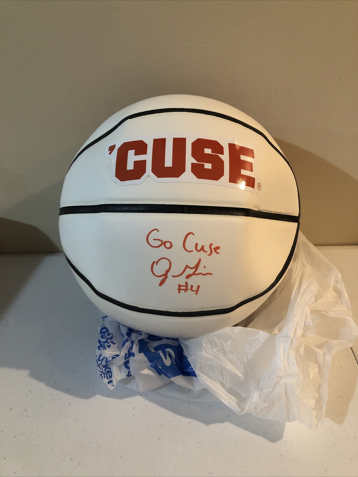 SYRACUSE ORANGE- JOHN GILLON SIGNED AUTOGRAPH LOGO BASKETBALL CUSE COA BALL