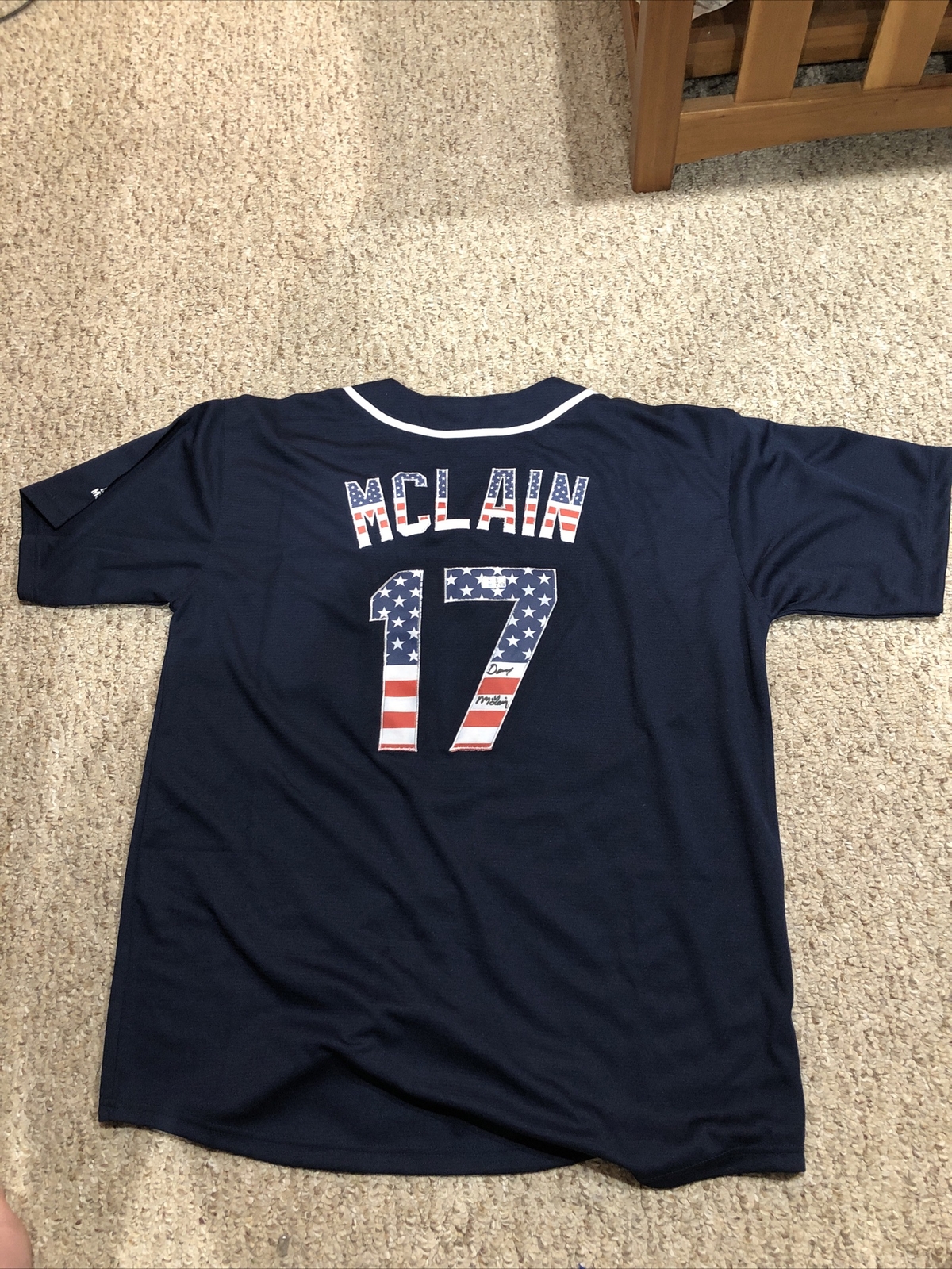 DETROIT TIGERS- DENNY MCLAIN SIGNED AUTOGRAPH USA JERSEY TRISTAR COA RARE