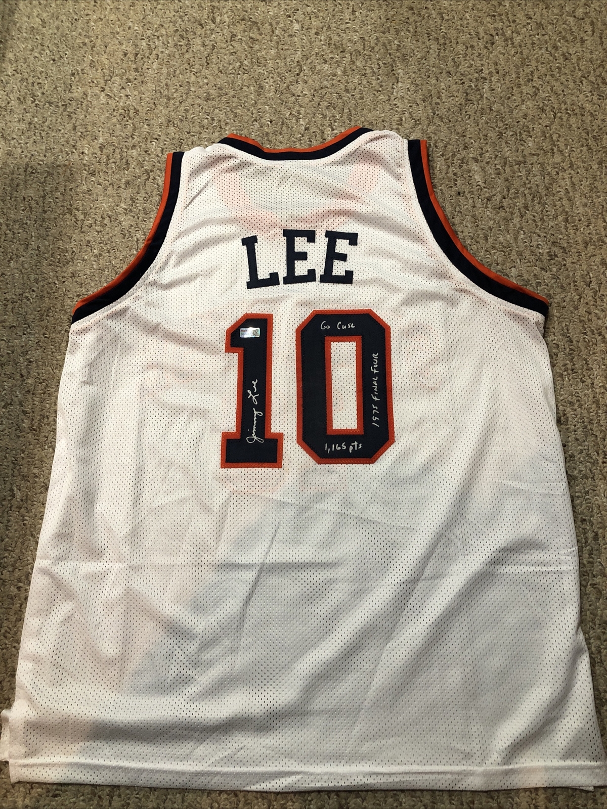 SYRACUSE ORANGE- JIMMY LEE SIGNED AUTOGRAPH JERSEY TRISTAR COA FINAL FOUR CUSE COLLECTIBLE MEMORABILIA