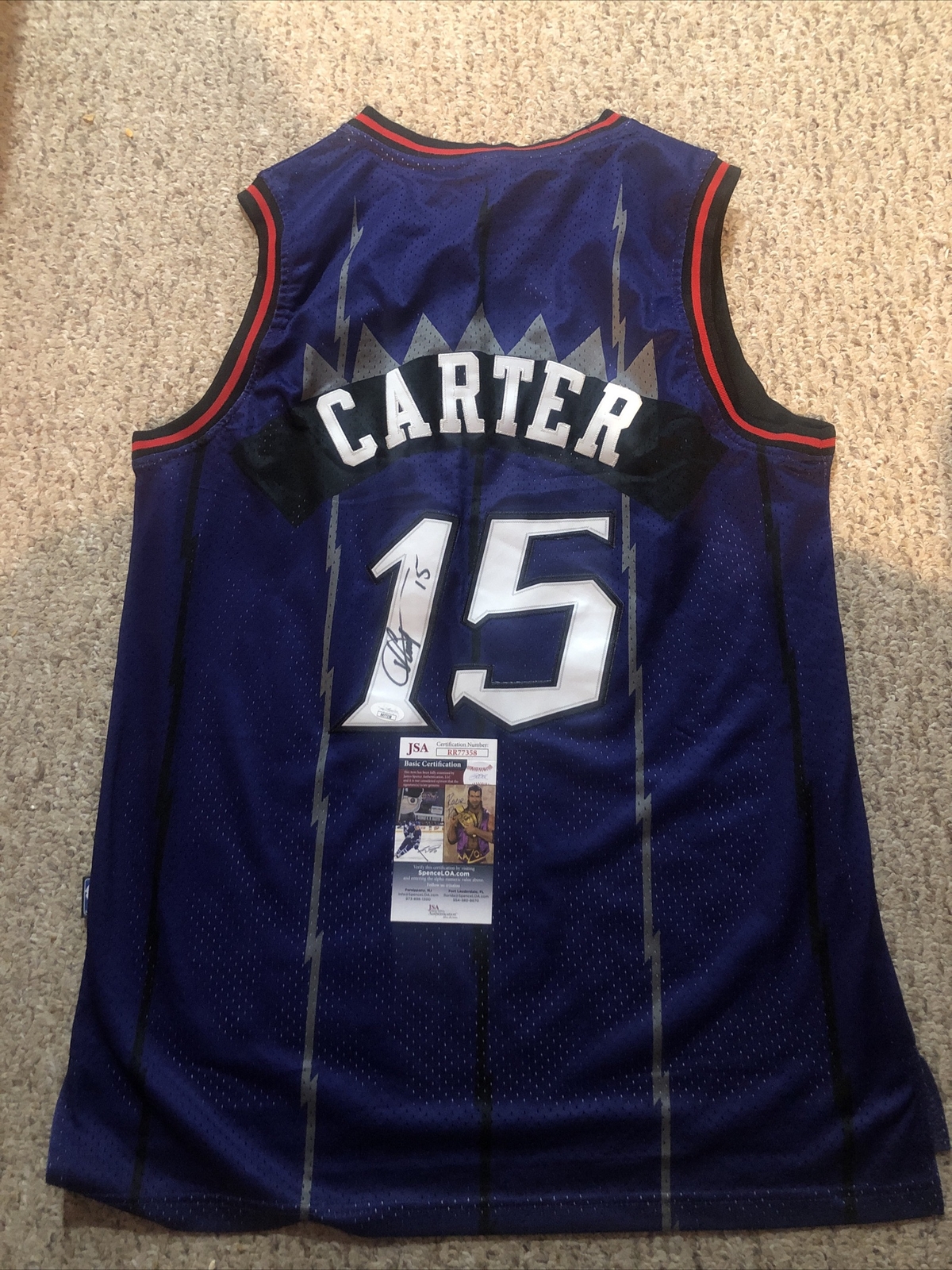 TORONTO RAPTORS- VINCE CARTER SIGNED AUTOGRAPH JERSEY JSA COA NBA STAR HOF