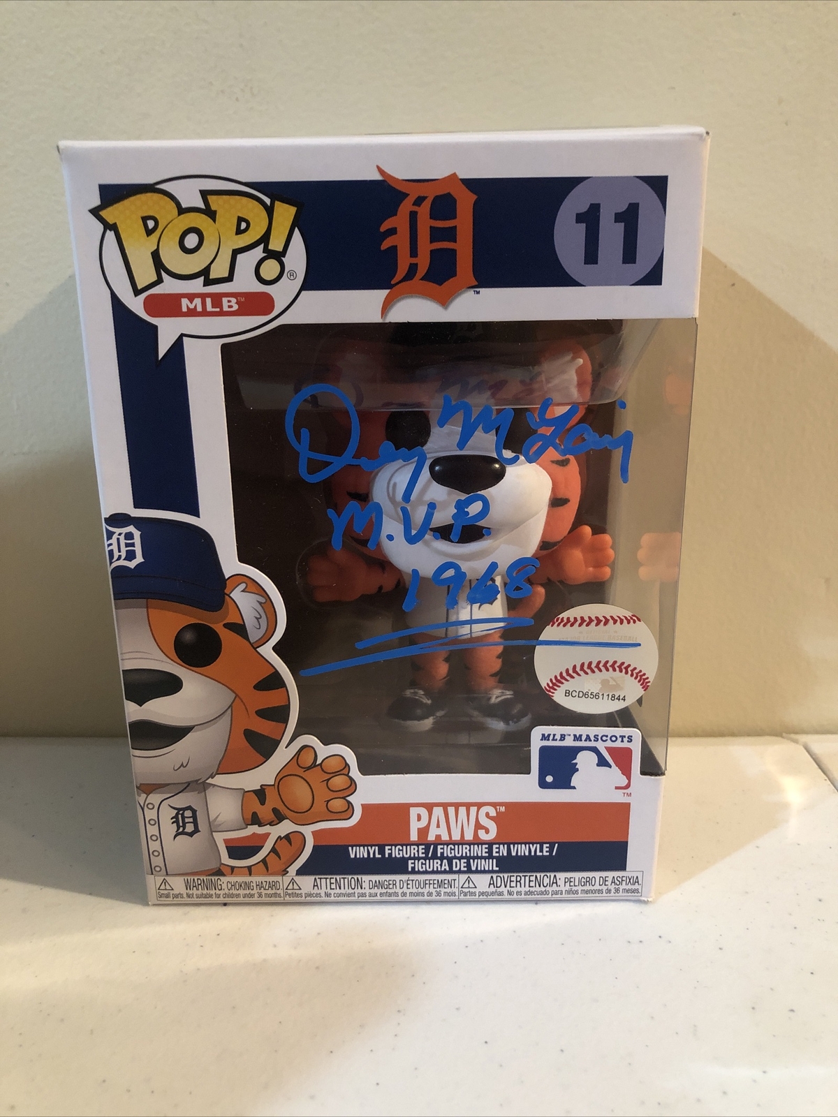 DETROIT TIGERS- DENNY MCLAIN SIGNED AUTOGRAPH PAWS FUNKO POP TRISTAR COA 31-6