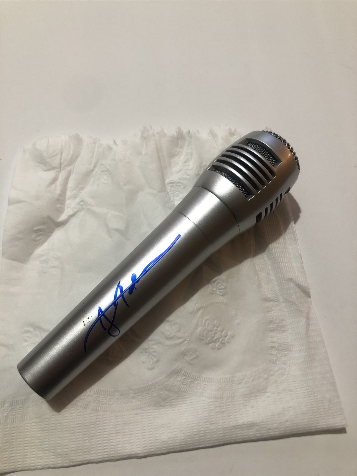 JOE TESSITORE ESPN ANNOUNCER SIGNED AUTOGRAPH MICROPHONE ACOA BOXING FOOTBALL