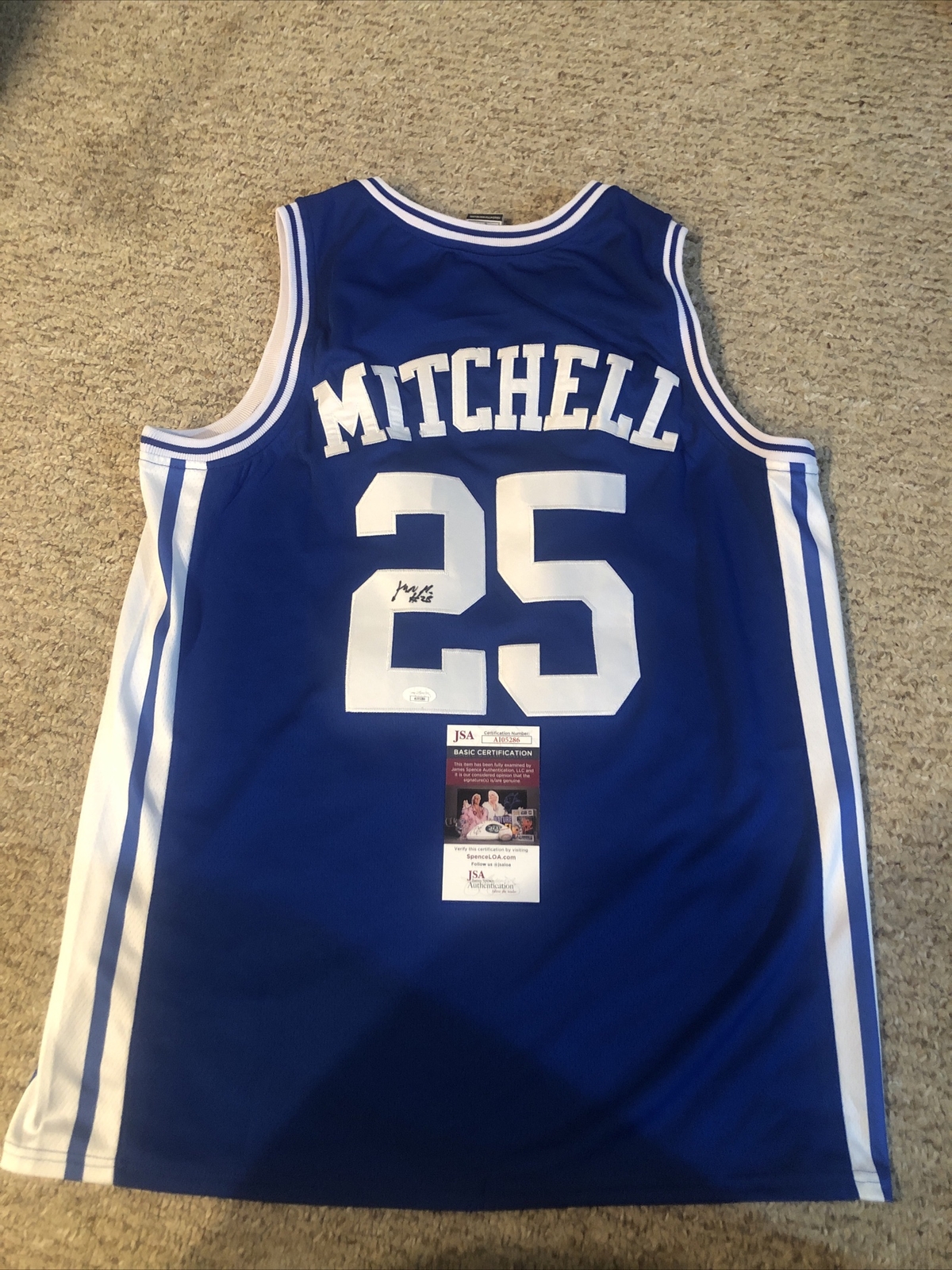 DUKE BLUE DEVILS- MARK MITCHELL SIGNED AUTOGRAPH JERSEY JSA COA BASKETBALL
