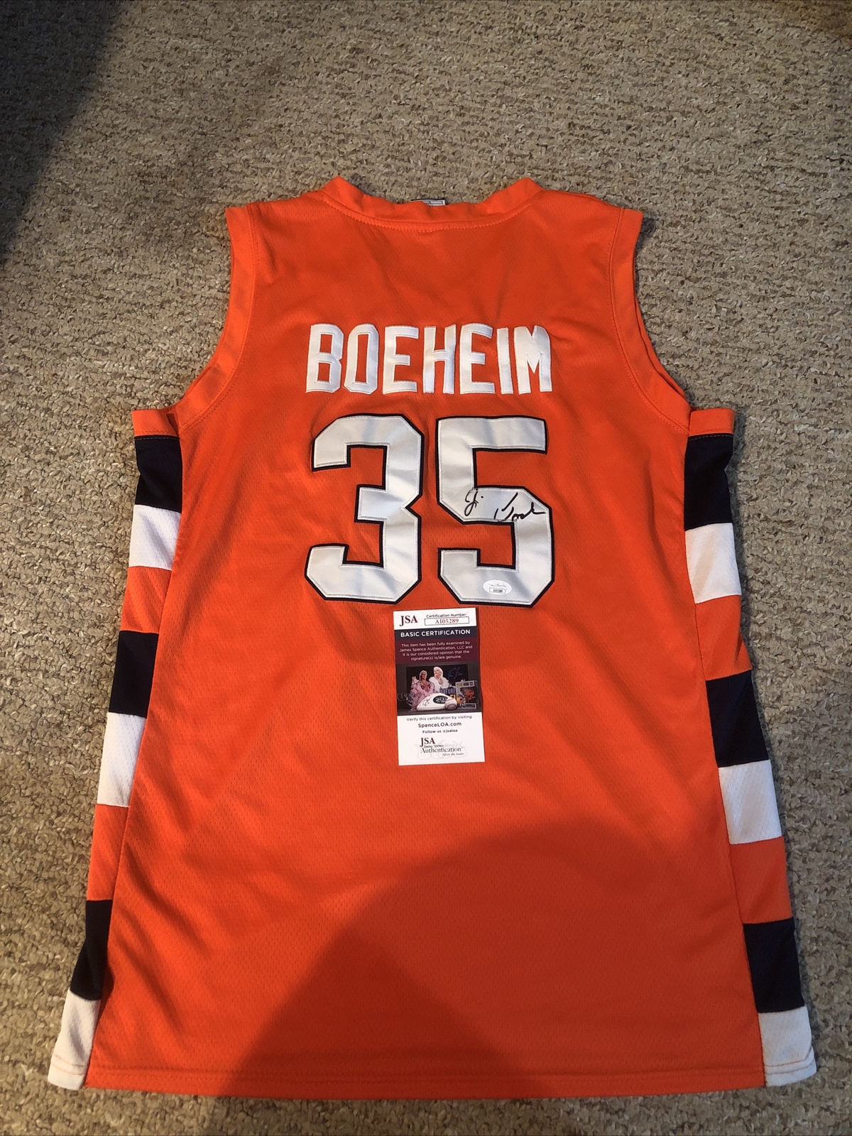 SYRACUSE ORANGE- JIM BOEHEIM SIGNED AUTOGRAPH JERSEY JSA COA BASKETBALL HOF CUSE
