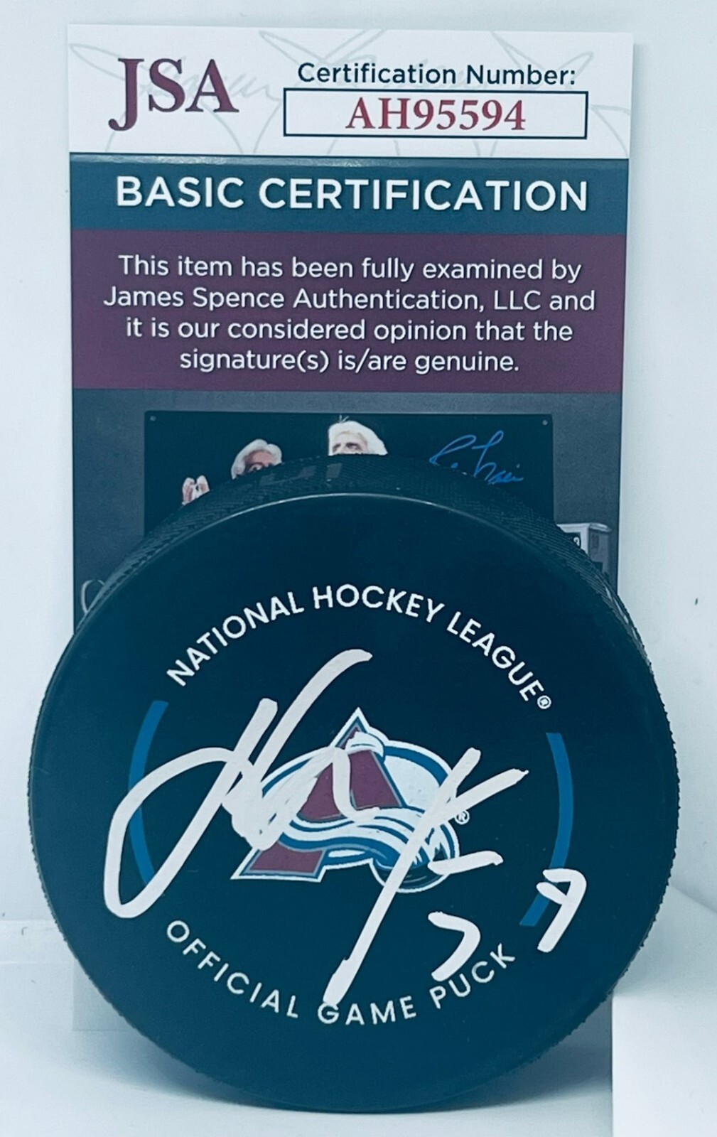 J. T. Compher signed Colorado Avalanche Official Game Puck autographed Avs JSA