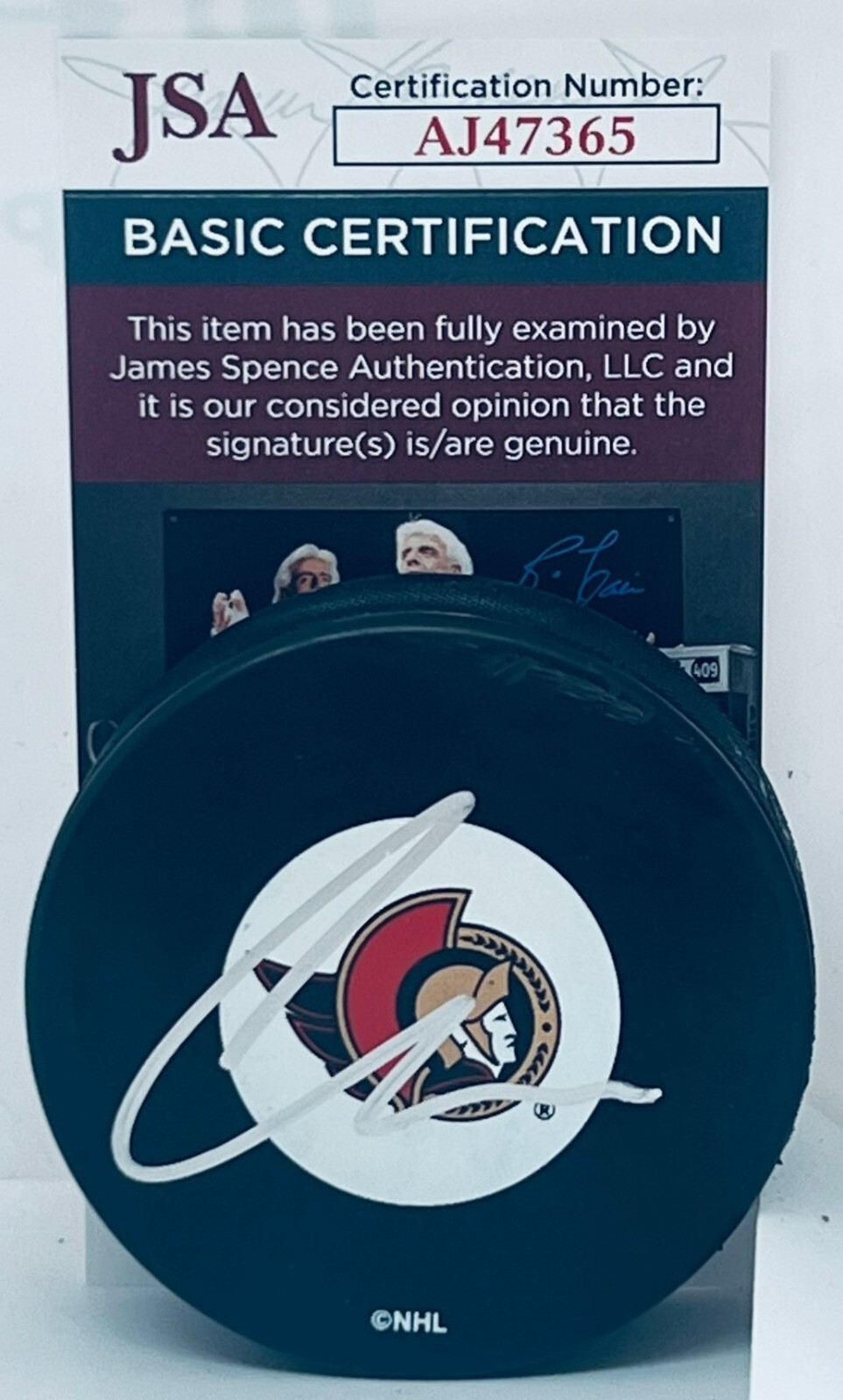 Thomas Chabot signed Ottawa Senators Logo Puck autographed JSA

