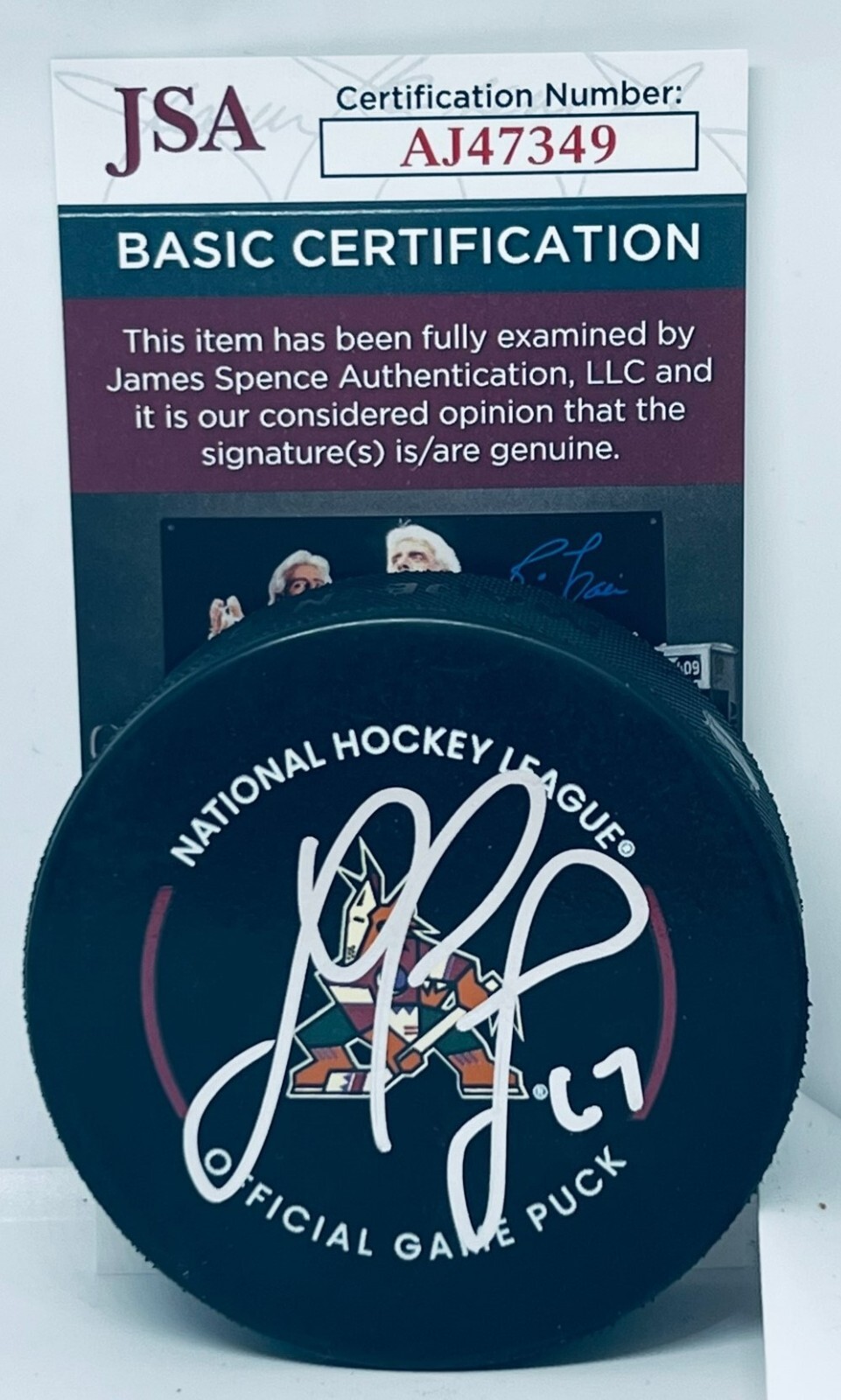 Lawson Crouse signed Arizona Coyotes Official Game Puck autographed JSA
