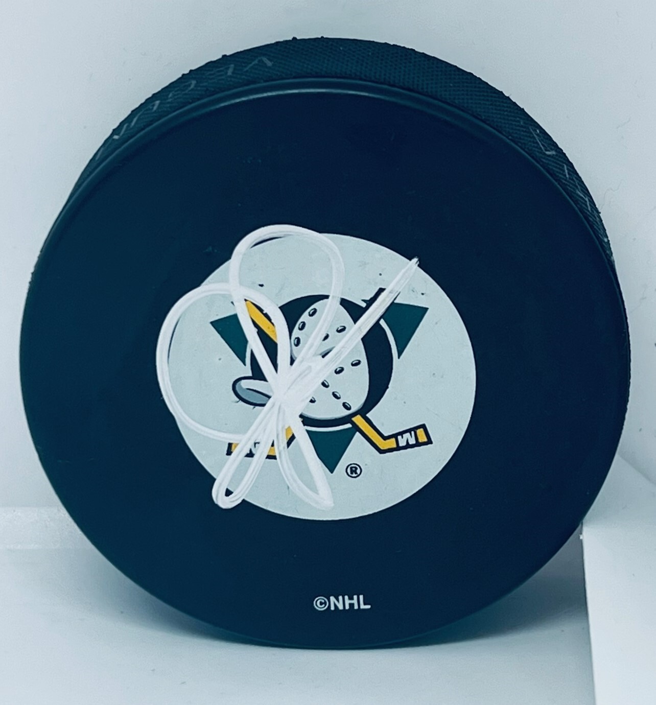 Joe Sacco signed Anaheim Mighty Ducks Puck autographed
