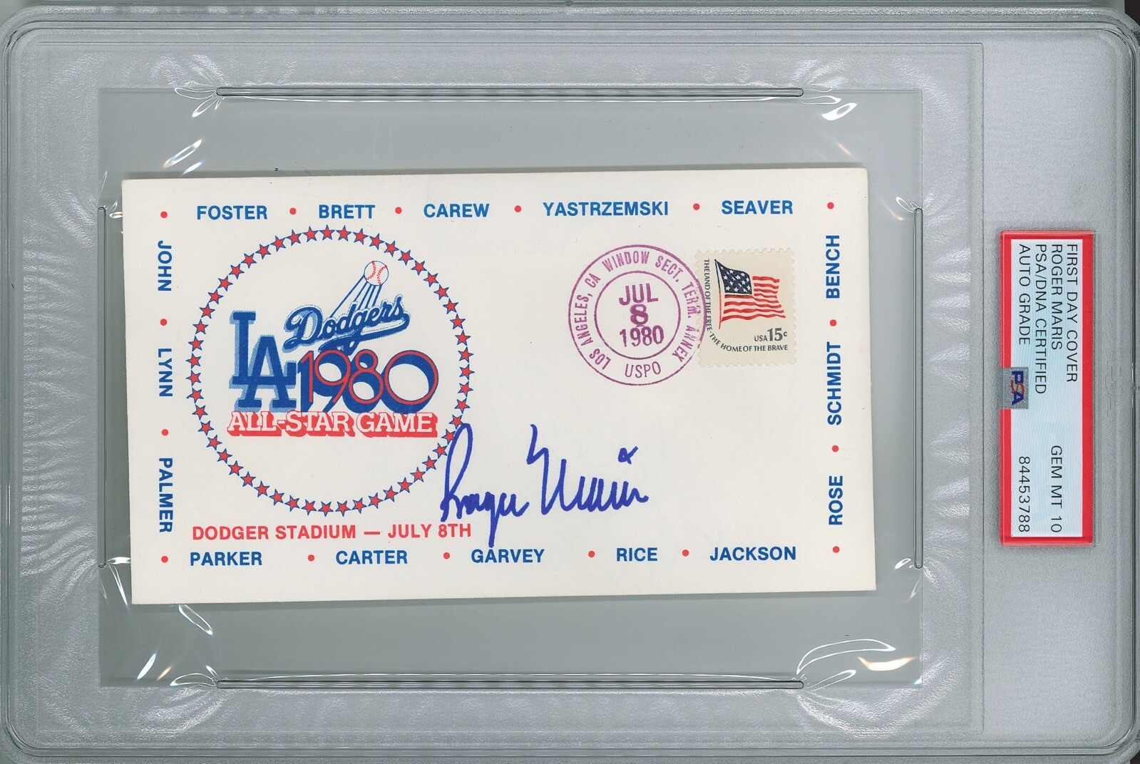 ROGER MARIS SIGNED ALL STAR GAME FIRST DAY COVER PSA 84453788 GEM MINT 10 AUTO
