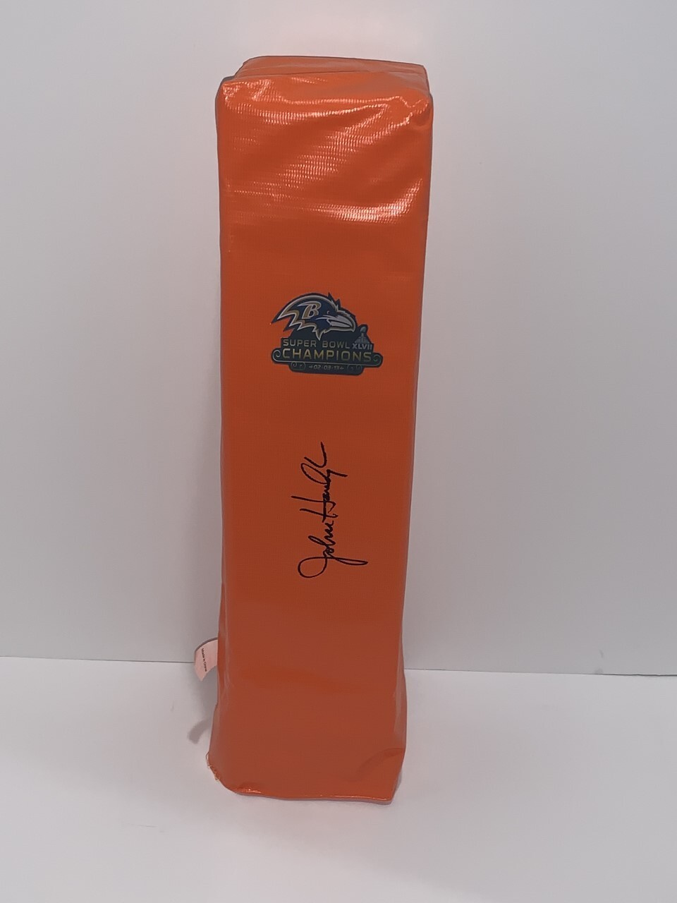JOHN HARBAUGH SIGNED TOUCHDOWN PYLON BALTIMORE RAVENS PROOF
