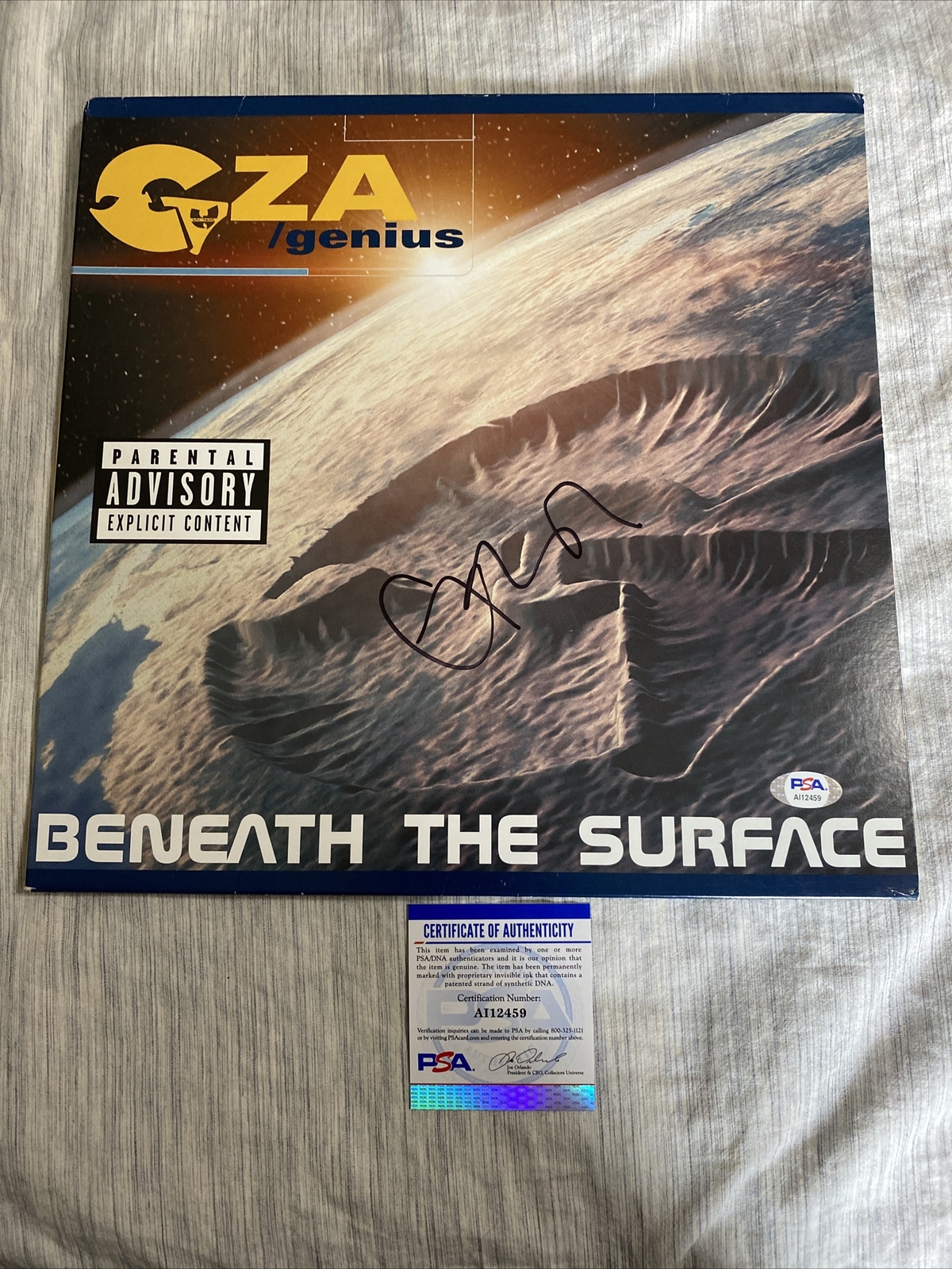 GZA signed autographed Beneath the surface vinyl record PSA COA
