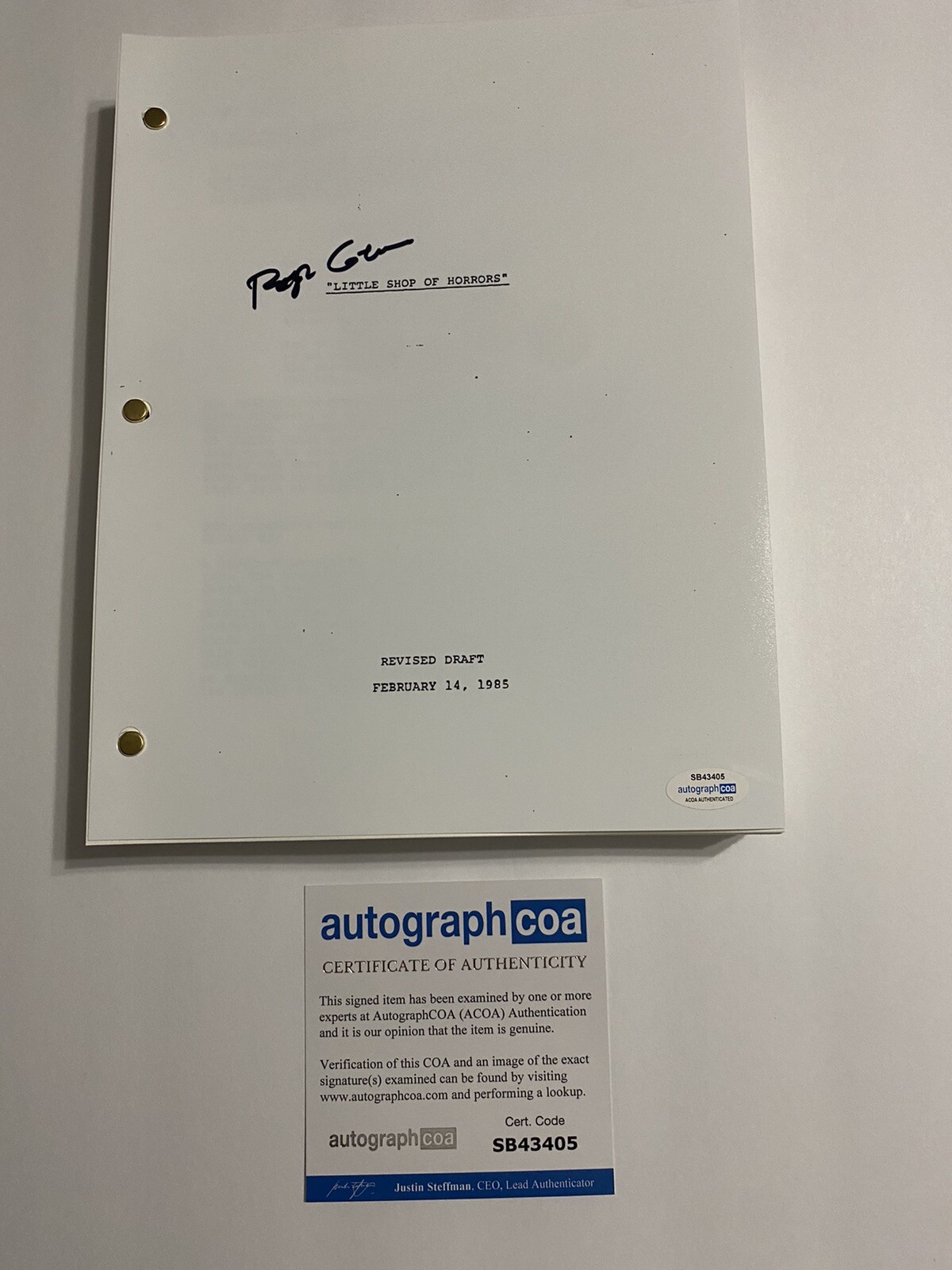 ROGER CORMAN ‘The Little Shop Of Horrors’ SIGNED Autograph Full Script ACOA
