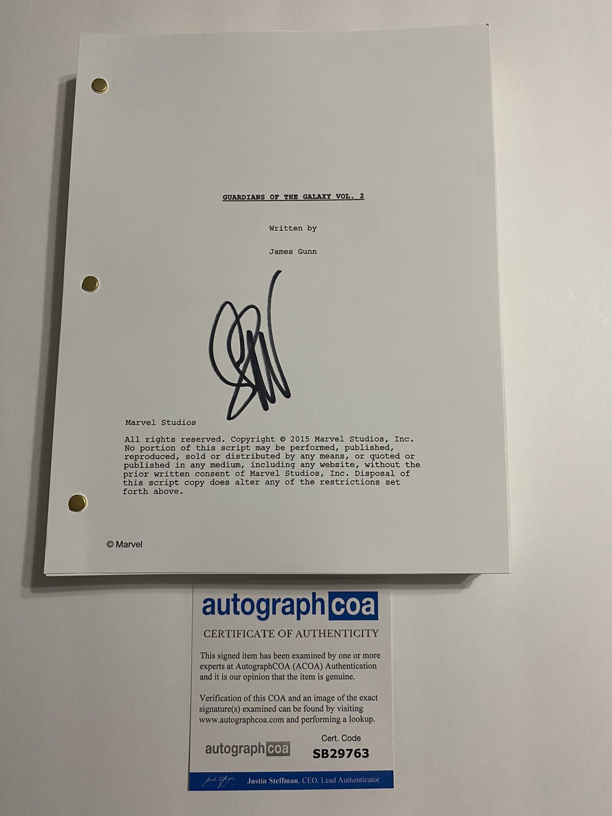 Seth Green Signed Autograph ‘Guardians Of The Galaxy 2’ Full Movie Script ACOA
