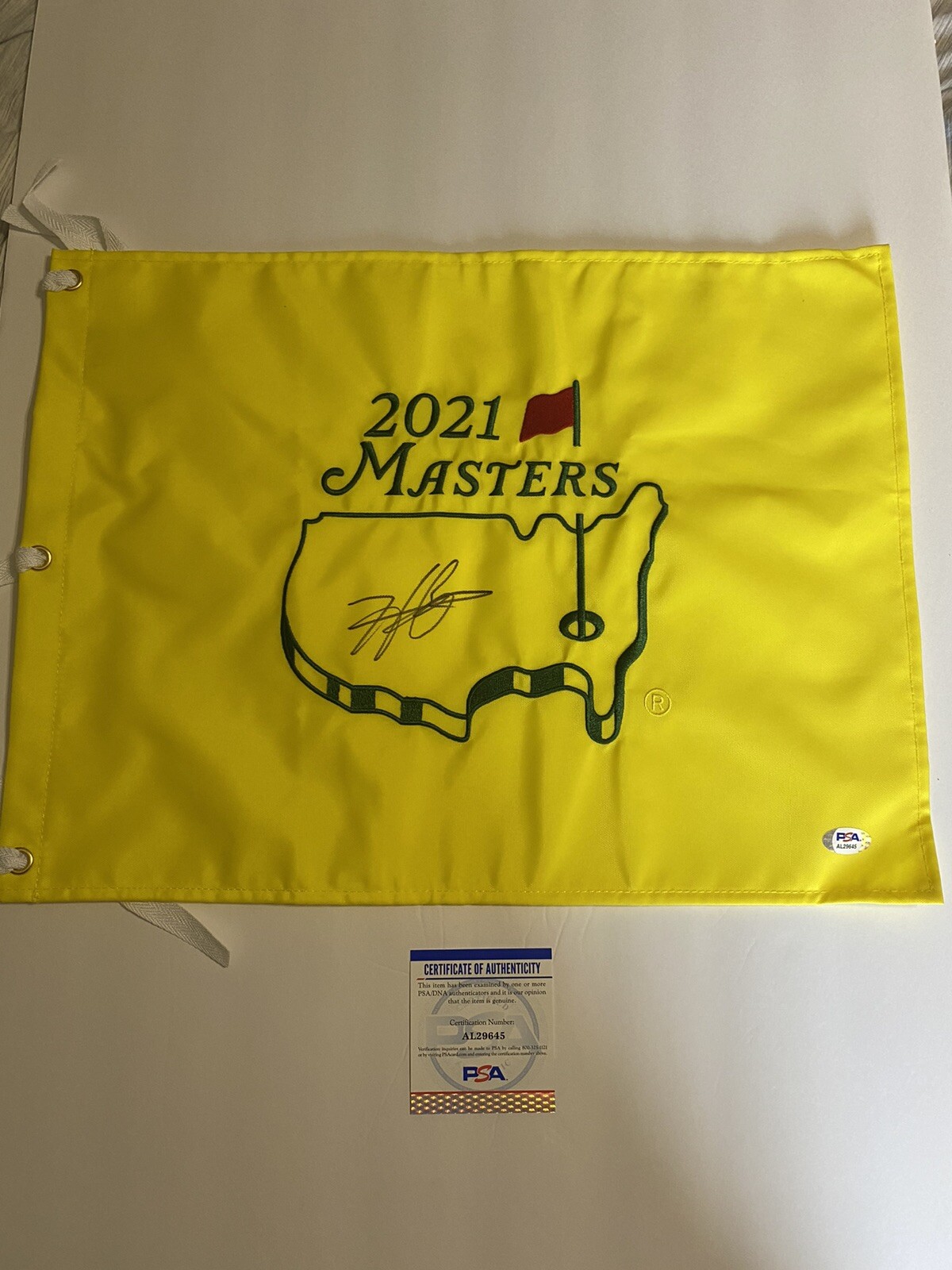 HIDEKI MATSUYAMA SIGNED 2021 MASTERS PIN FLAG Winner AUTOGRAPHED PSA COA
