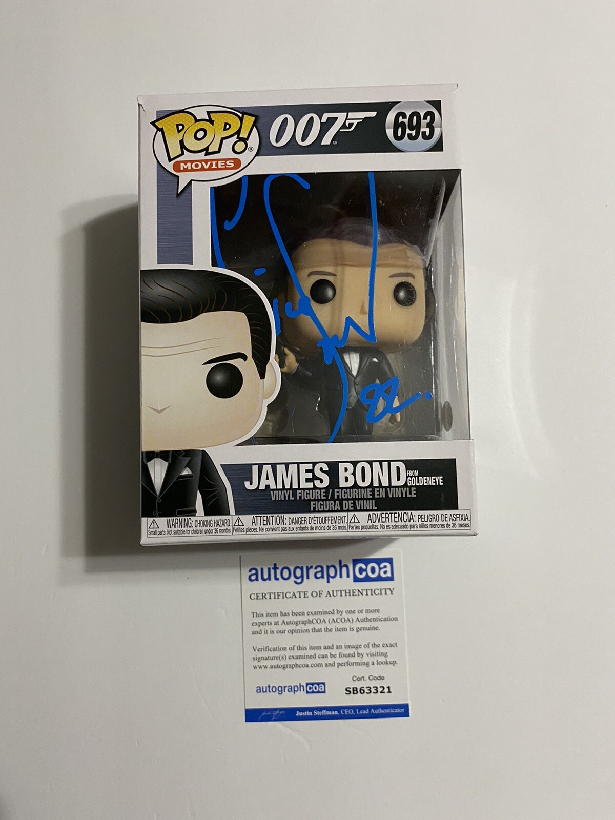 Pierce Brosnan signed Autograph funko pop James Bond 007 Goldeneye ACOA
