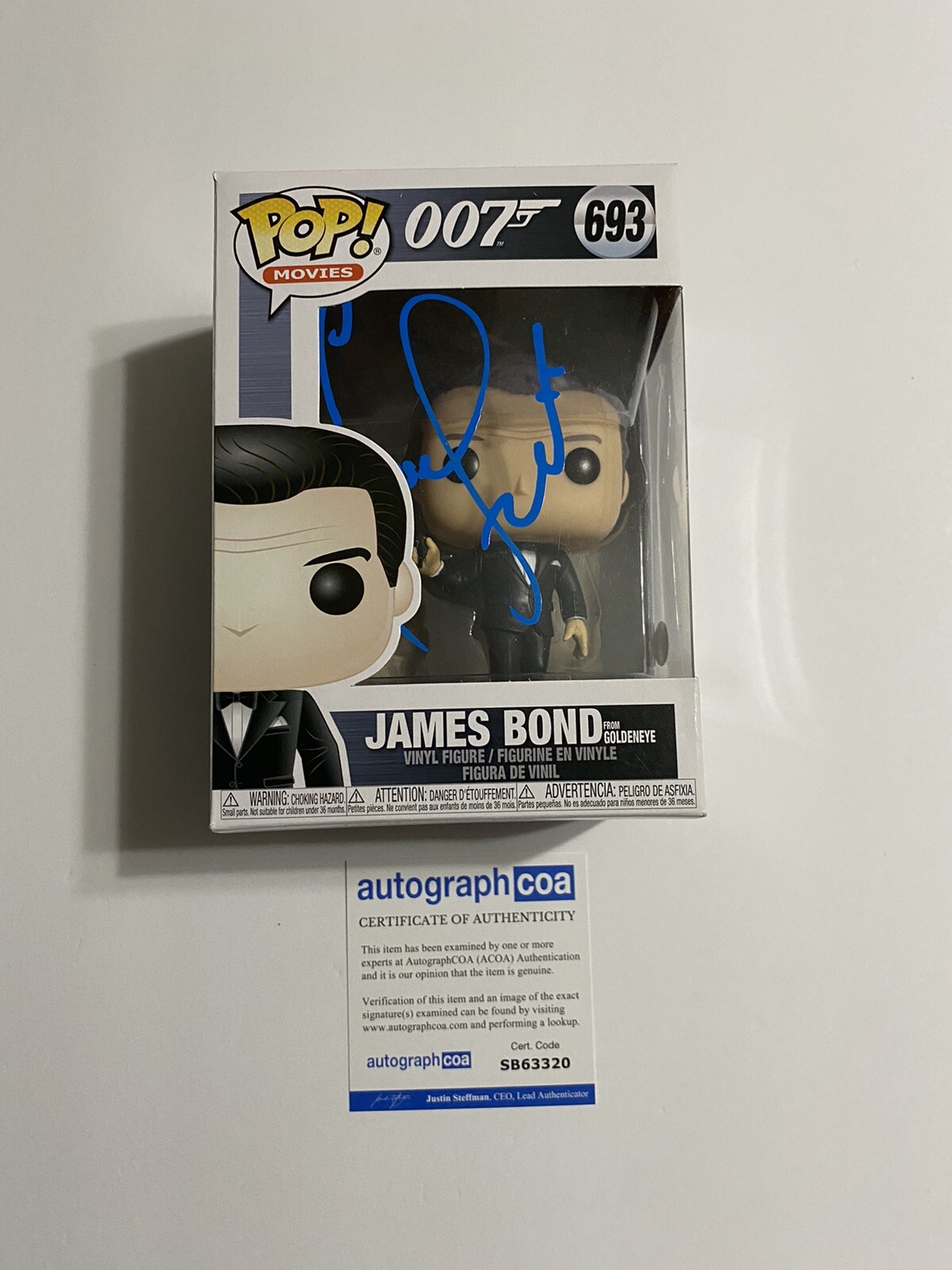 Pierce Brosnan signed Autograph funko pop James Bond 007 Goldeneye ACOA
