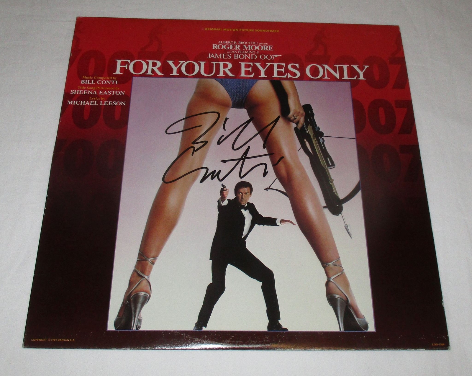 BILL CONTI SIGNED FOR YOUR EYES ONLY VINYL RECORD JSA
