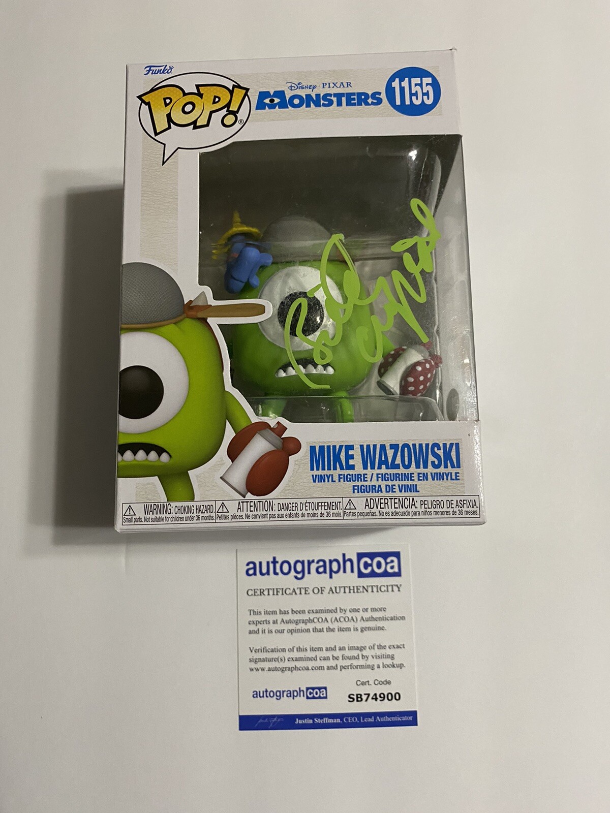 BILLY CRYSTAL SIGNED AUTOGRAPH DISNEY MONSTERS INC MIKE WAZOWSKI FUNKO POP ACOA COLLECTIBLE MEMORABILIA