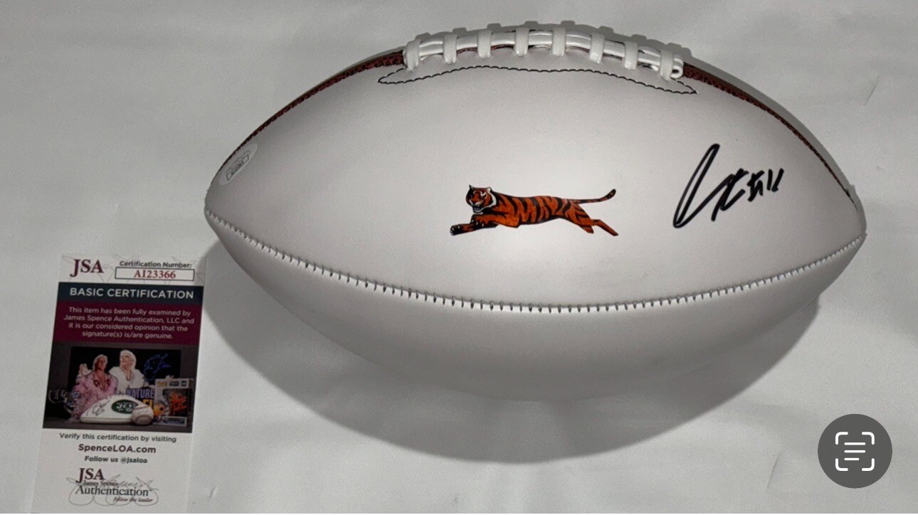 CHARLIE JONES SIGNED FOOTBALL CINCINNATI BENGALS NFL STAR PROOF
