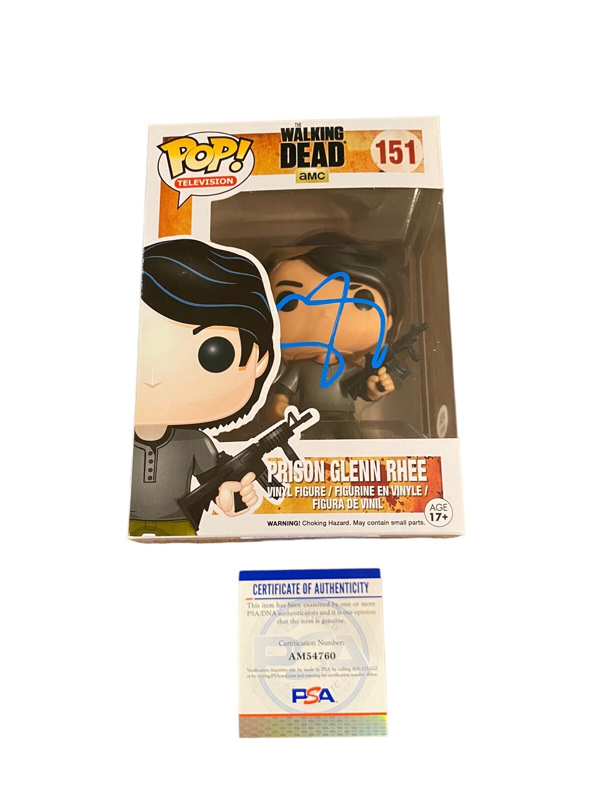Steven Yeun ‘The Walking Dead’ Signed Autograph ‘Glen Rhee’ Funko Pop PSA
