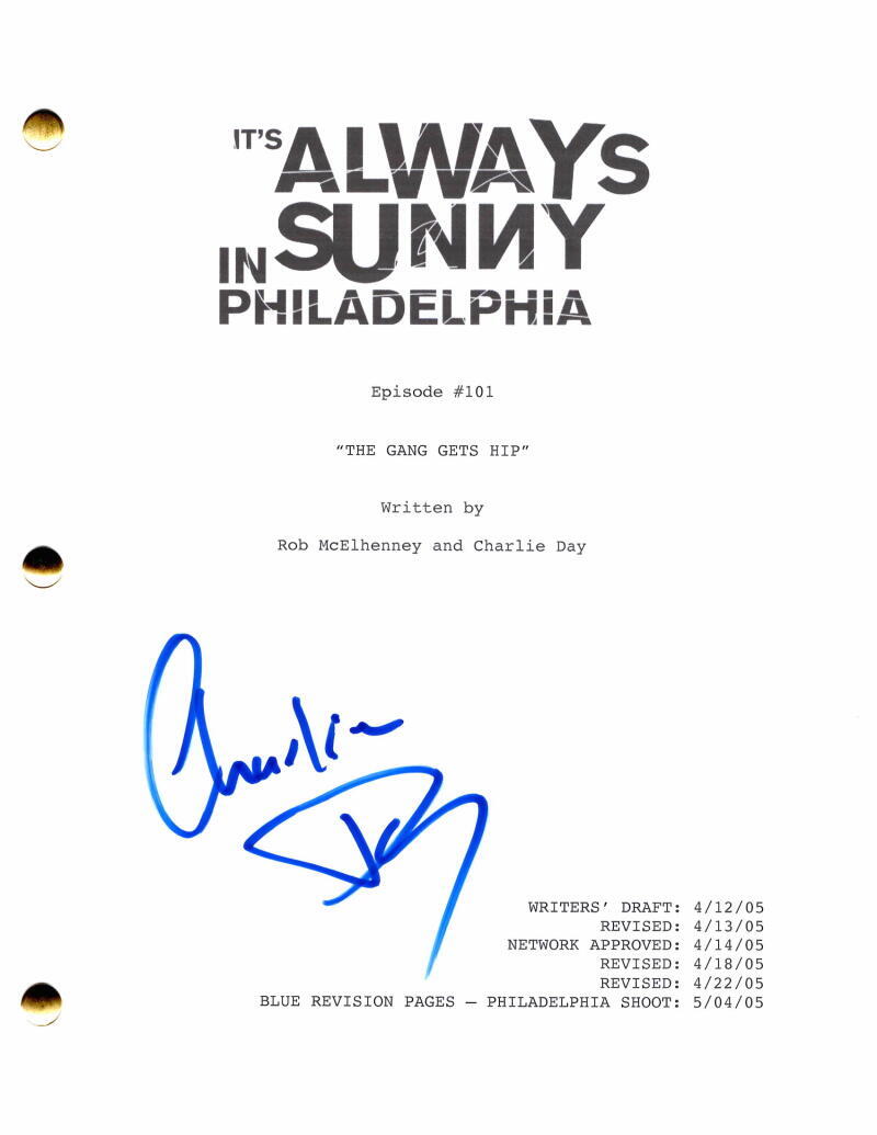 Charlie Day Signed Autograph It's Always Sunny In Philadelphia Full Pilot Script
