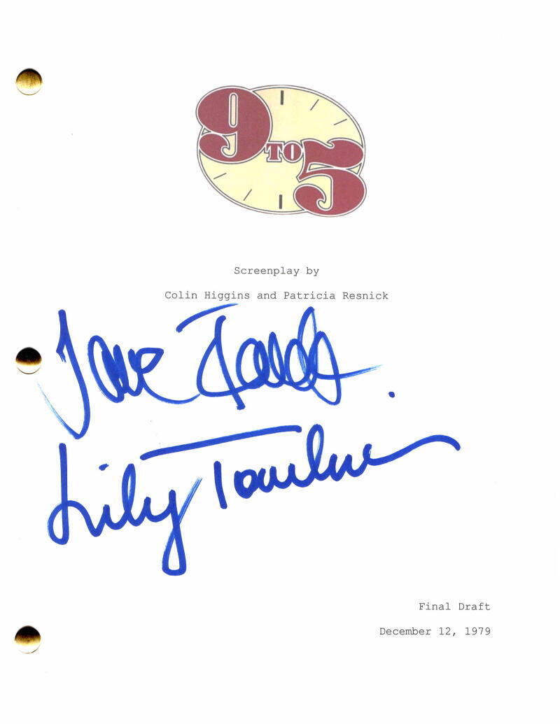 Jane Fonda & Lily Tomlin Signed Autograph 9 to 5 Full Movie Script - Rare
