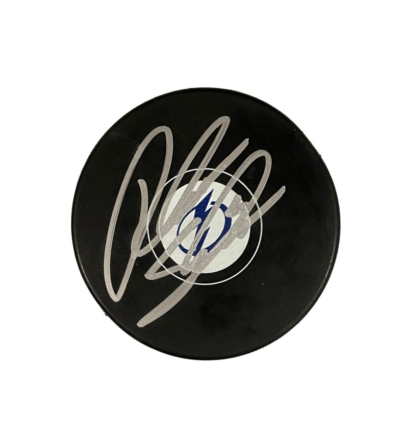 Anton Stralman Signed Autograph Tampa Bay Lightning Hockey Puck - Boston Bruins
