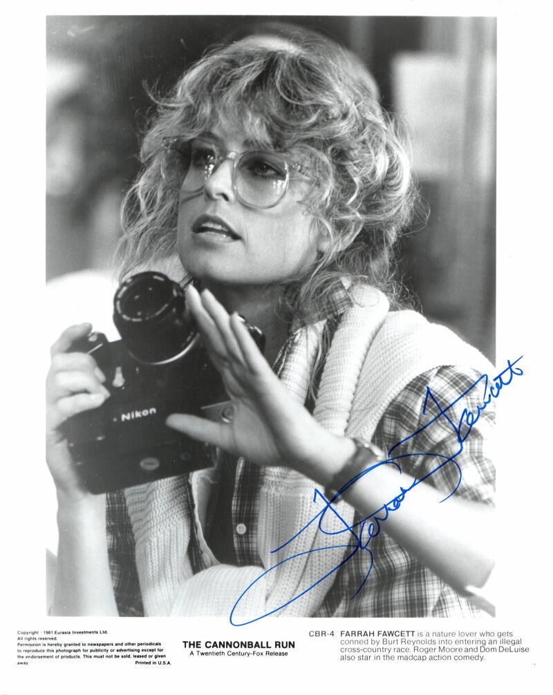 Farrah Fawcett Signed Autograph 8x10 Photo - Rare The Cannonball Run w/ JSA COA
