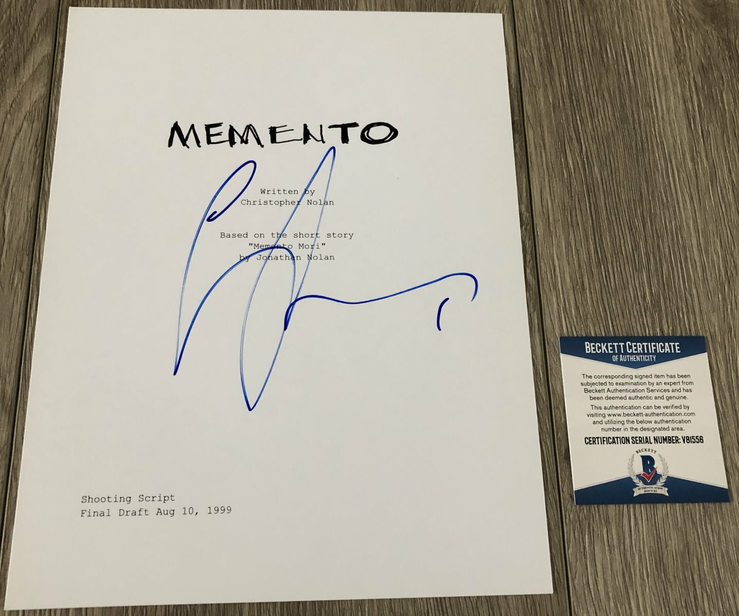 GUY PEARCE SIGNED AUTOGRAPH MEMENTO 156 PAGE SCRIPT w/PROOF & BECKETT BAS COA
