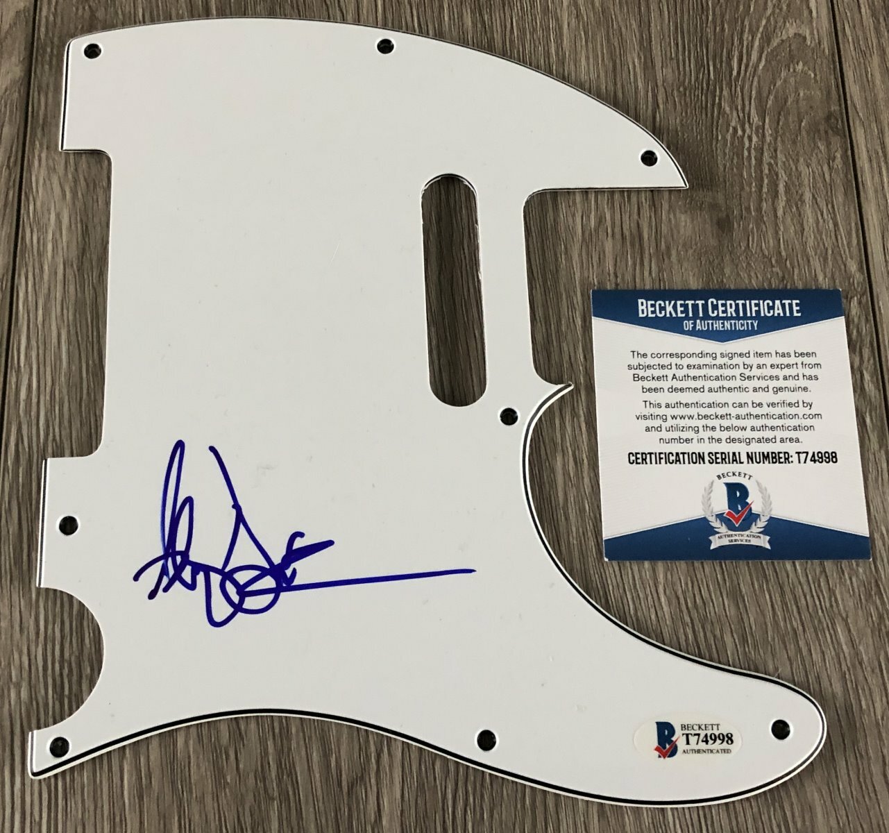ADAM DURITZ COUNTING CROWS SIGNED GUITAR PICKGUARD W/PROOF & BECKETT BAS COA COLLECTIBLE MEMORABILIA