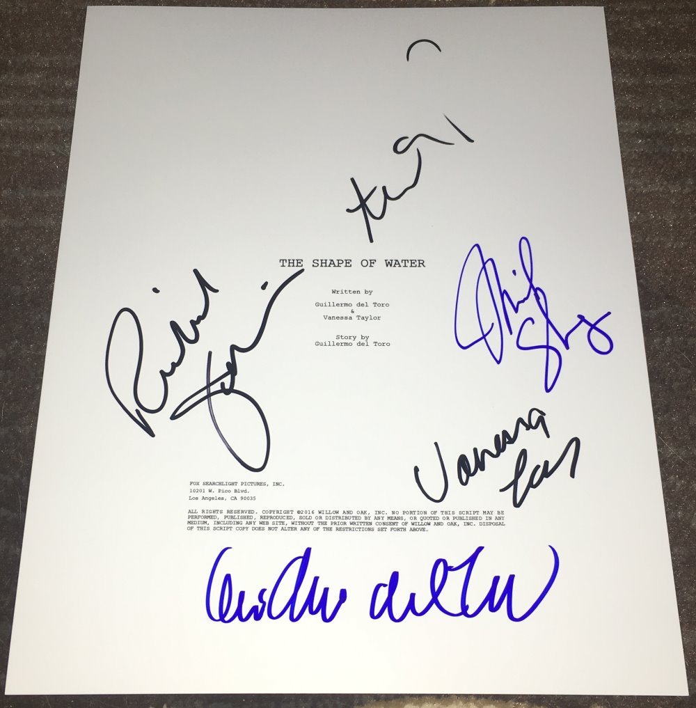 GUILLERMO DEL TORO +4 SIGNED THE SHAPE OF WATER 117 PAGE SCRIPT w/EXACT PROOF
