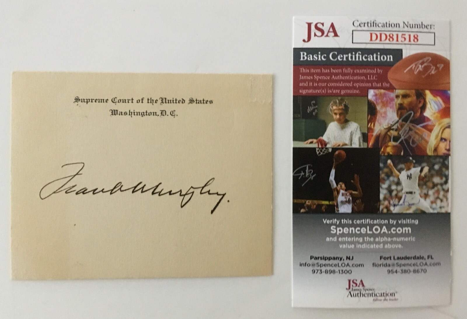 Frank Murphy Signed Autographed Supreme Court Card JSA Certified
