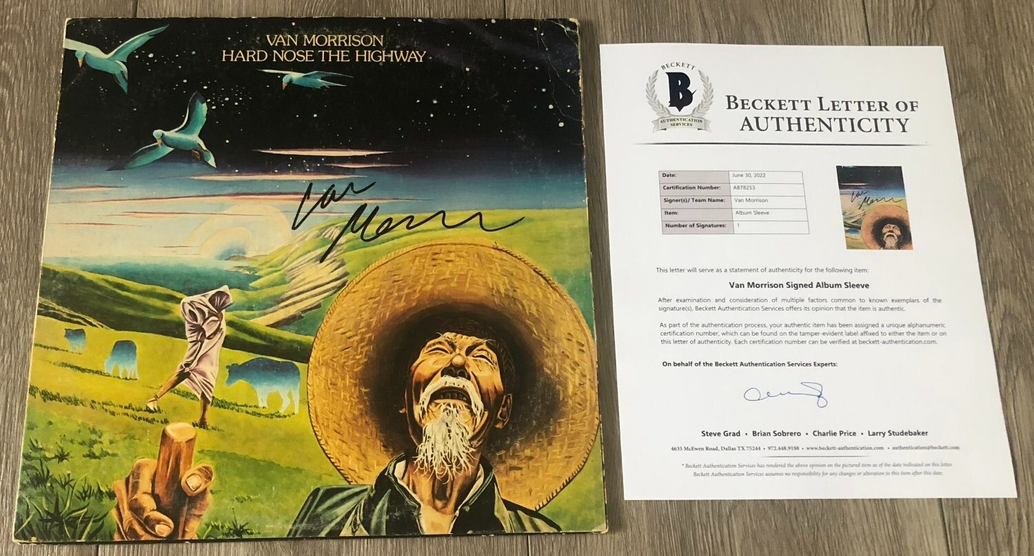 VAN MORRISON SIGNED HARD NOSE THE HIGHWAY VINYL ALBUM w/EXACT PROOF BECKETT COA
