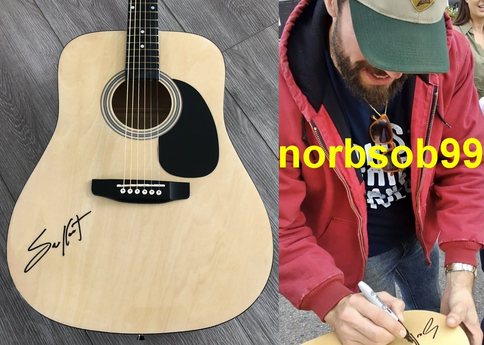 SAM HUNT SIGNED AUTOGRAPH ACOUSTIC GUITAR w/EXACT VIDEO PROOF & BECKETT BAS LOA
