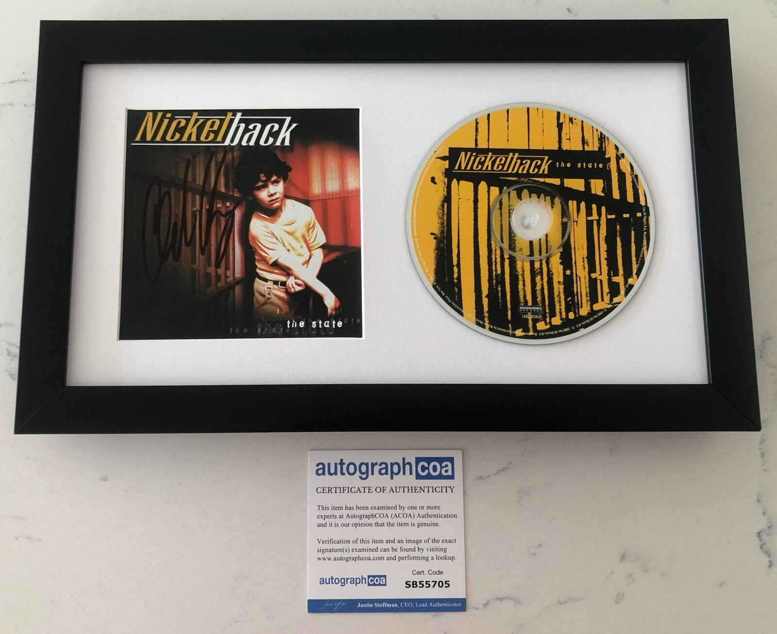 CHAD KROEGER SIGNED NICKELBACK THE STATE FRAMED MATTED CD w/PROOF AUTOGRAPH ACOA
