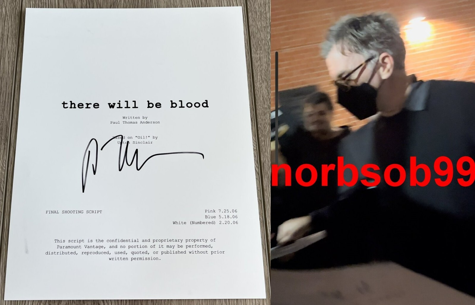 PAUL THOMAS ANDERSON SIGNED THERE WILL BE BLOOD FULL SCRIPT w/EXACT VIDEO PROOF
