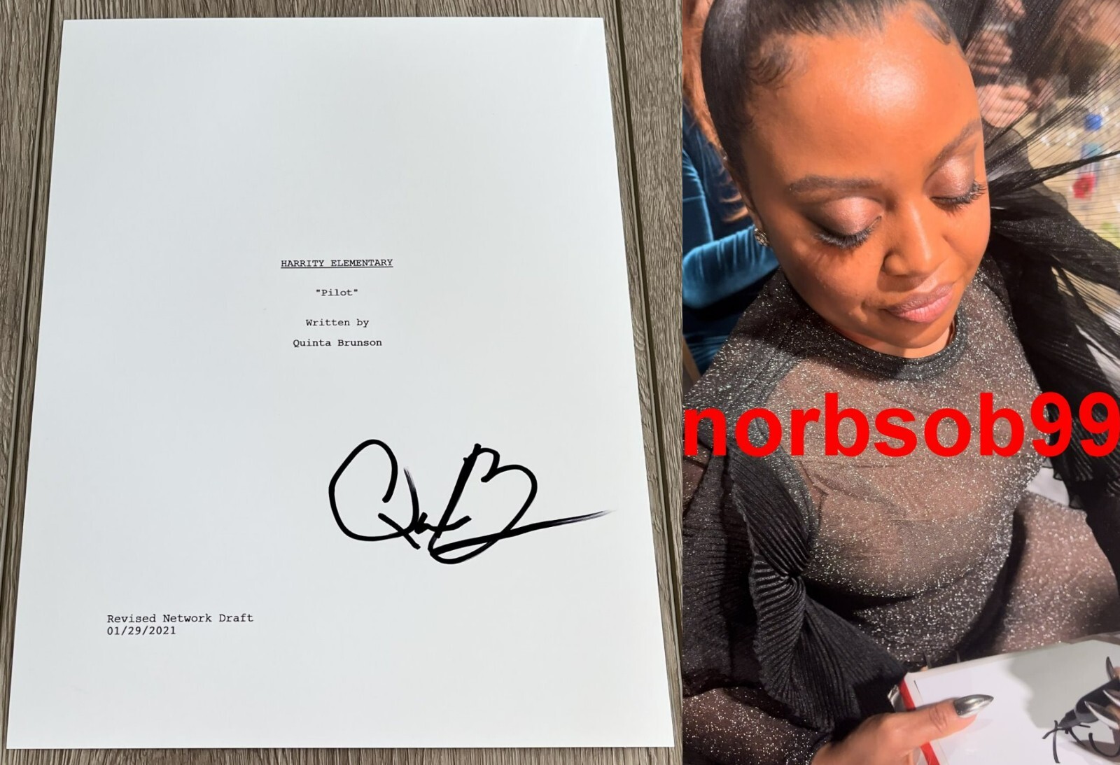 QUINTA BRUNSON SIGNED AUTOGRAPH ABBOTT ELEMENTARY PILOT SCRIPT w/EXACT PROOF
