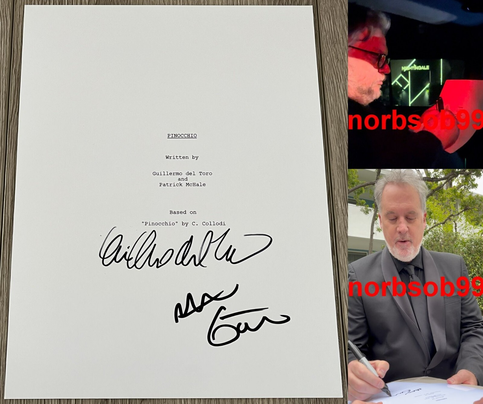 GUILLERMO DEL TORO & MARK GUSTAFSON SIGNED PINOCCHIO 120 PG SCRIPT w/EXACT PROOF
