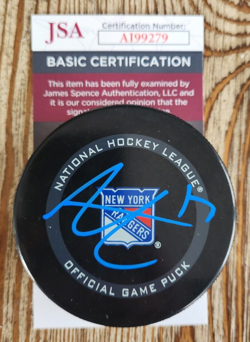 Alexis Lafreniere Signed Official NHL Game Puck w/ JSA COA #AI99279 NY Rangers
