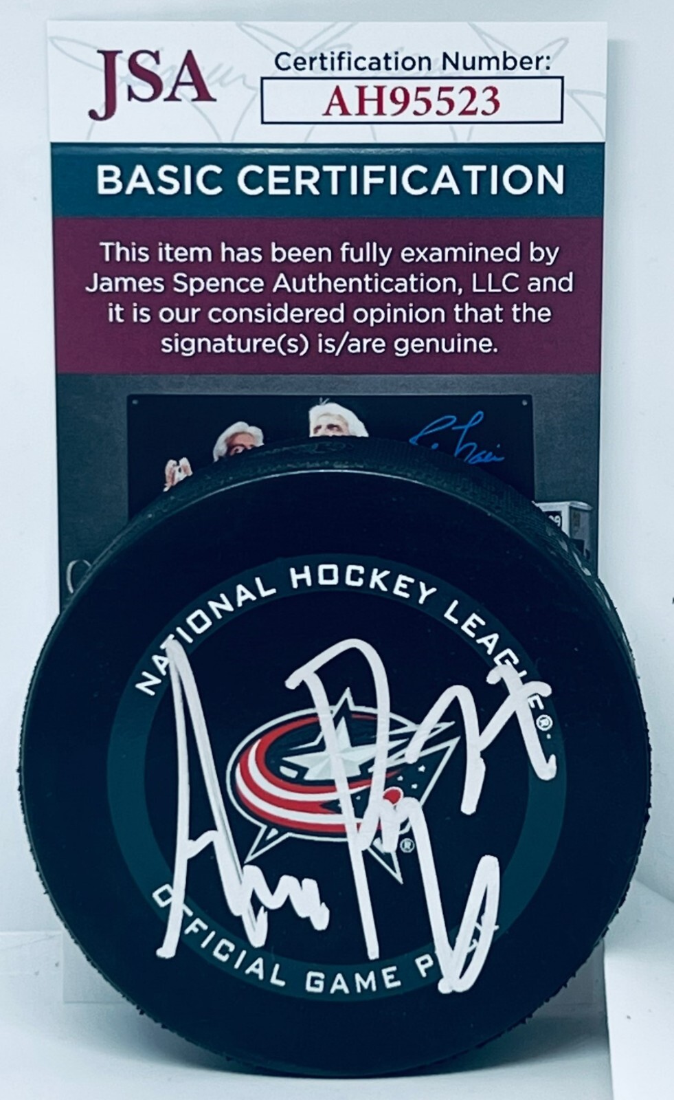 Adam Boqvist signed Columbus Blue Jackets Official Game Puck autographed JSA