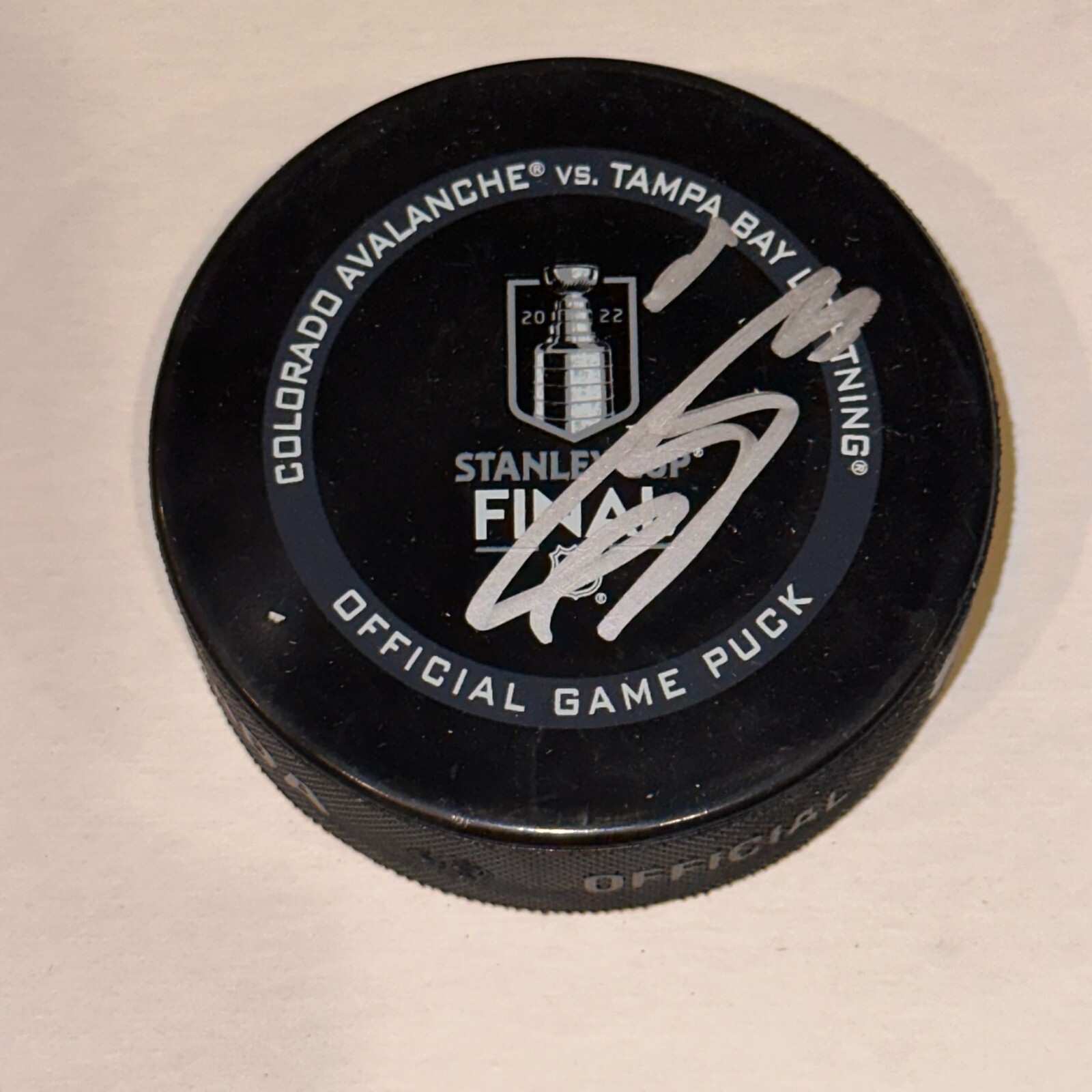BOWEN BYRAM Signed 2022 STANLEY CUP Official GAME Puck Beckett Auth BAS

