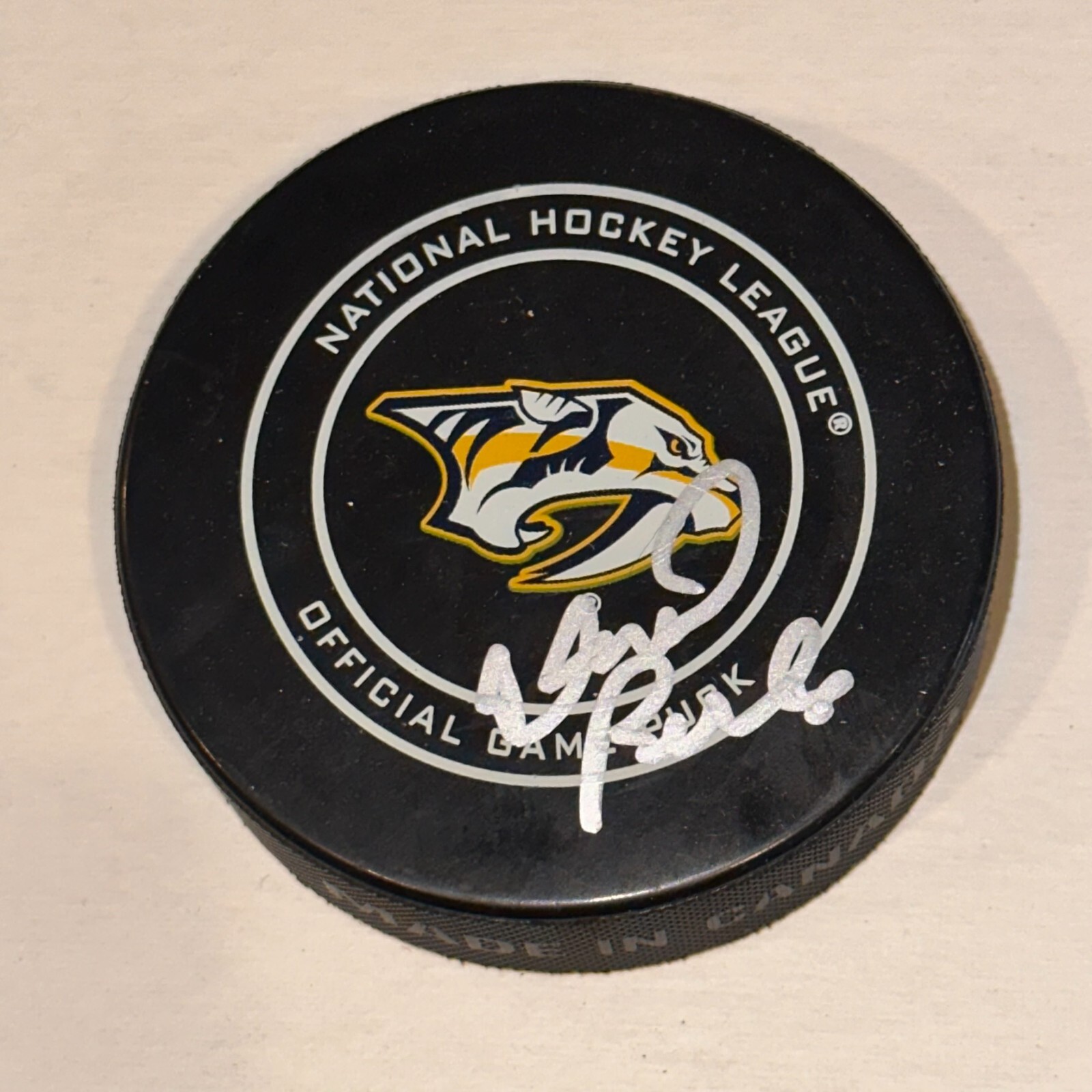 DAVID POILE Signed Nashville PREDATORS Official GAME Puck Beckett Auth BAS
