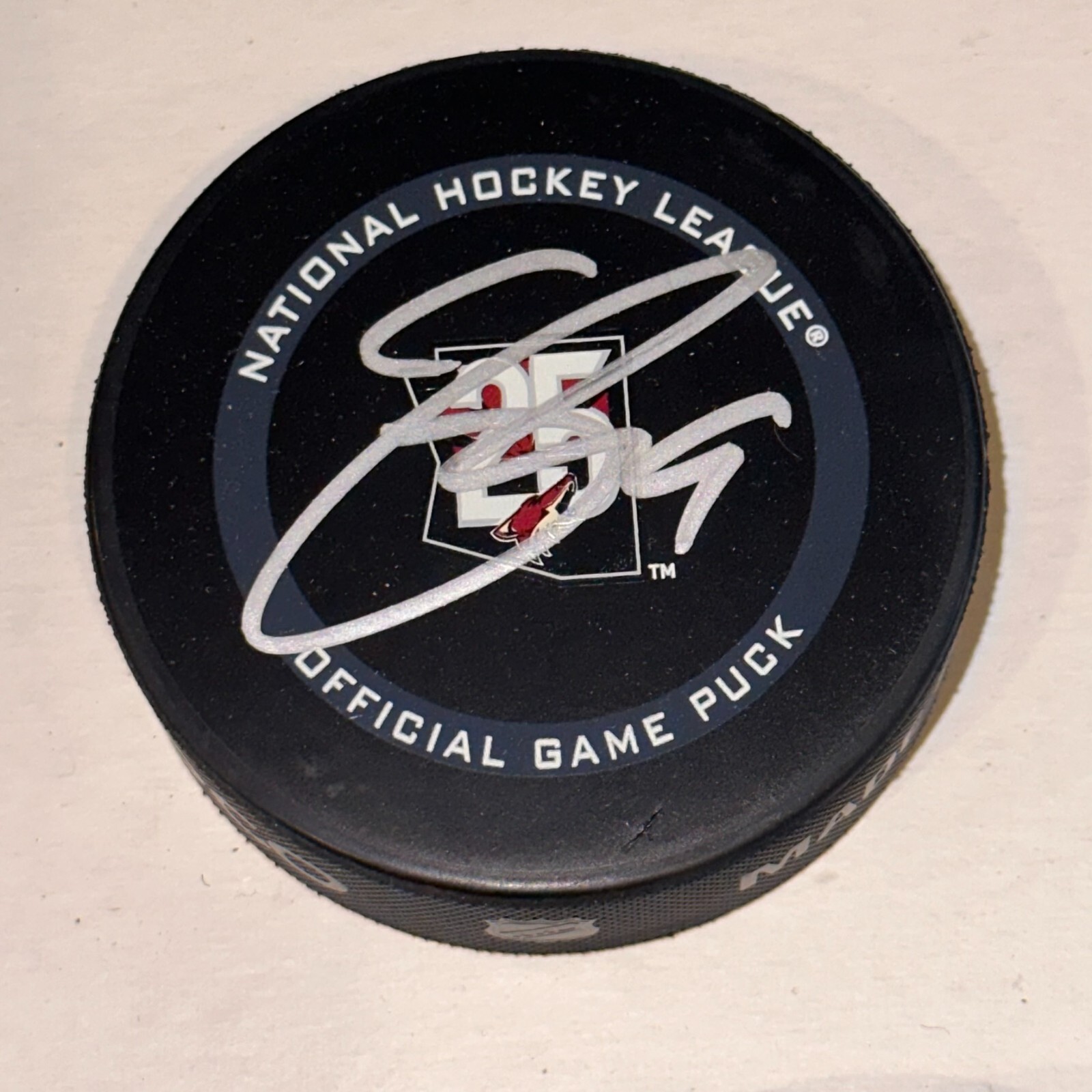 CLAYTON KELLER Signed Arizona COYOTES 25th Anniv. Official GAME Puck Beckett BAS
