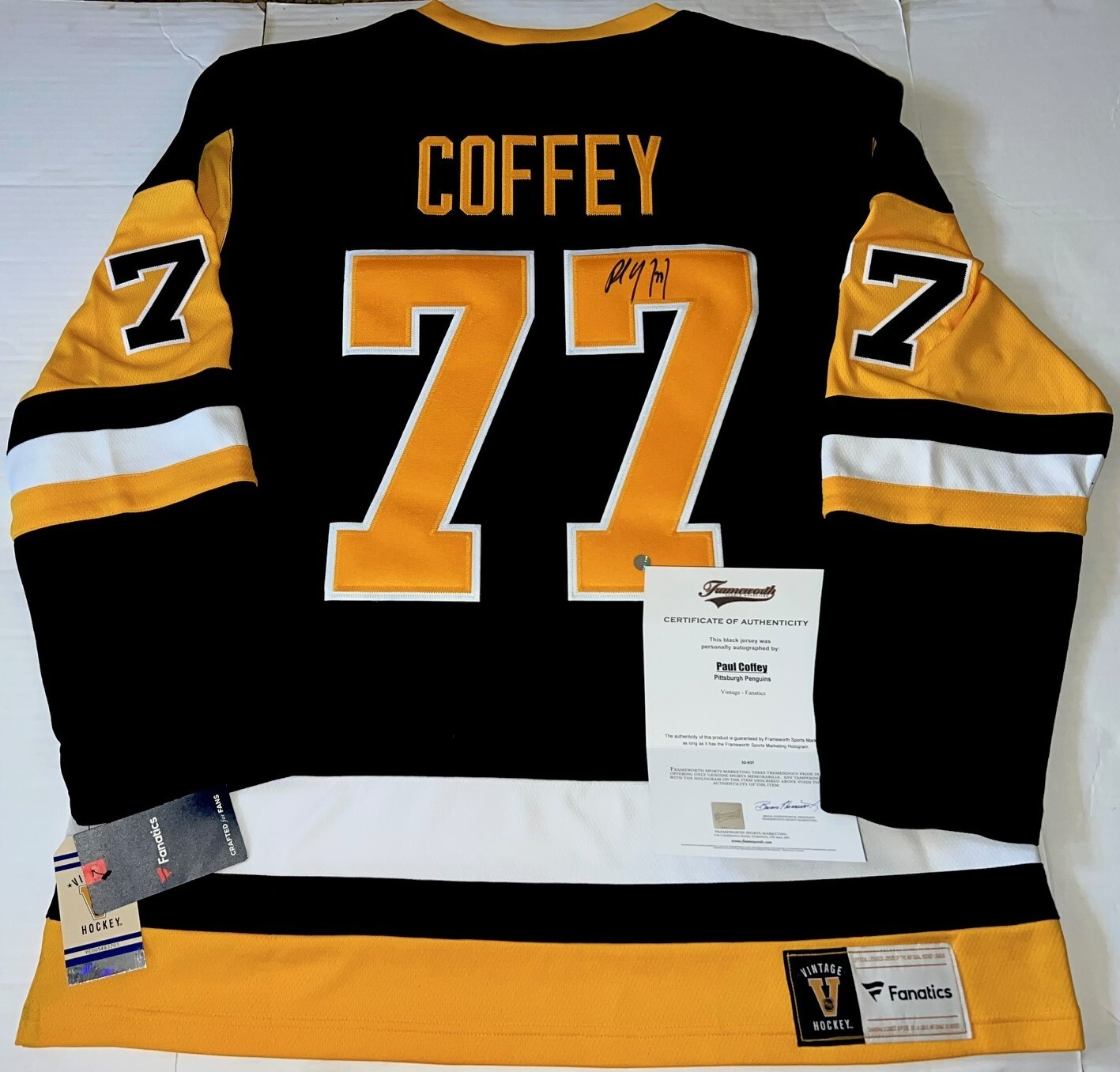 Paul Coffey signed Pittsburgh Penguins Fanatics Branded jersey Frameworth
