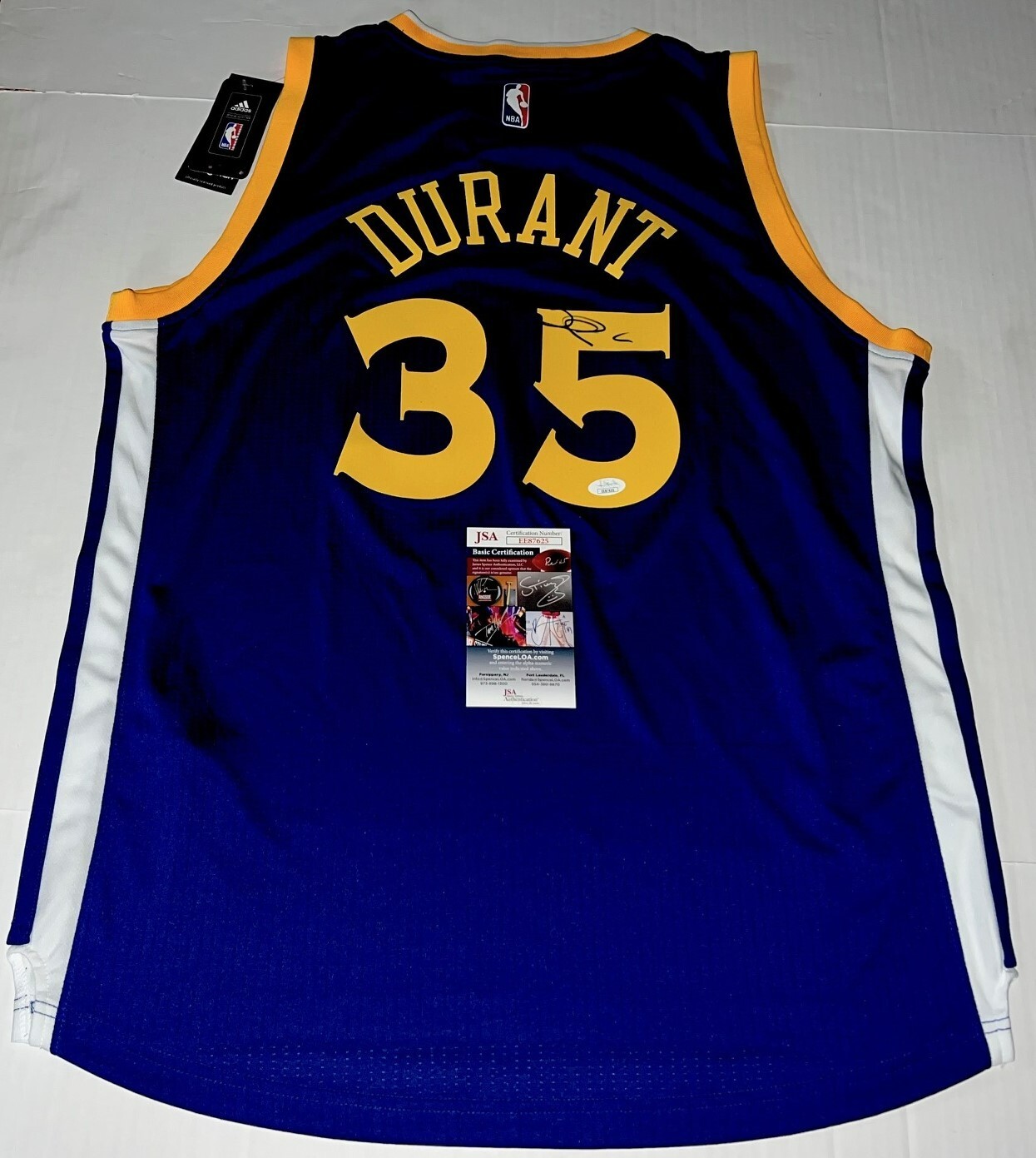 Kevin Durant signed Golden State Warriors Adidas Swingman Large jersey JSA
